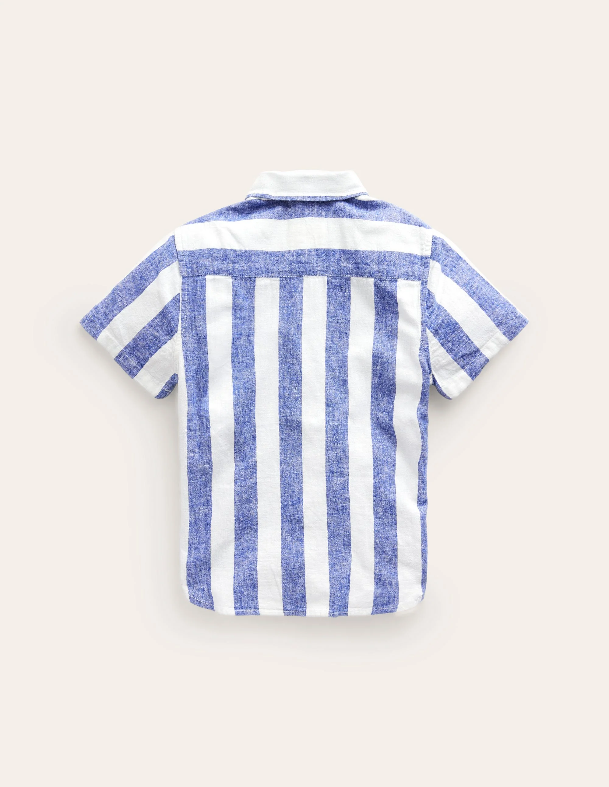 Cotton Linen Shirt-Sapphire Blue / Ivory Stripe - Image 2