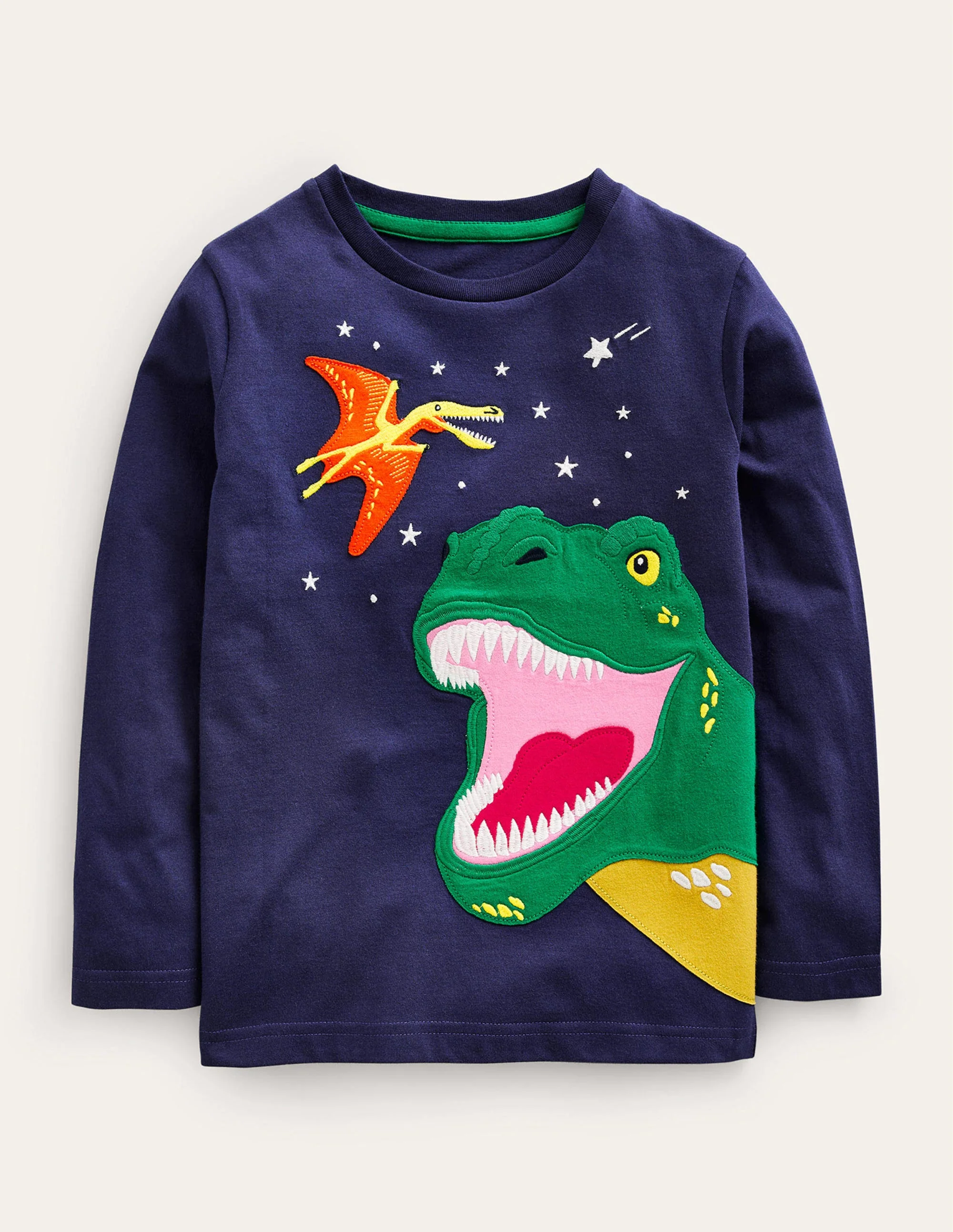 Dinosaur Appliqué T-shirt-College Navy Dino