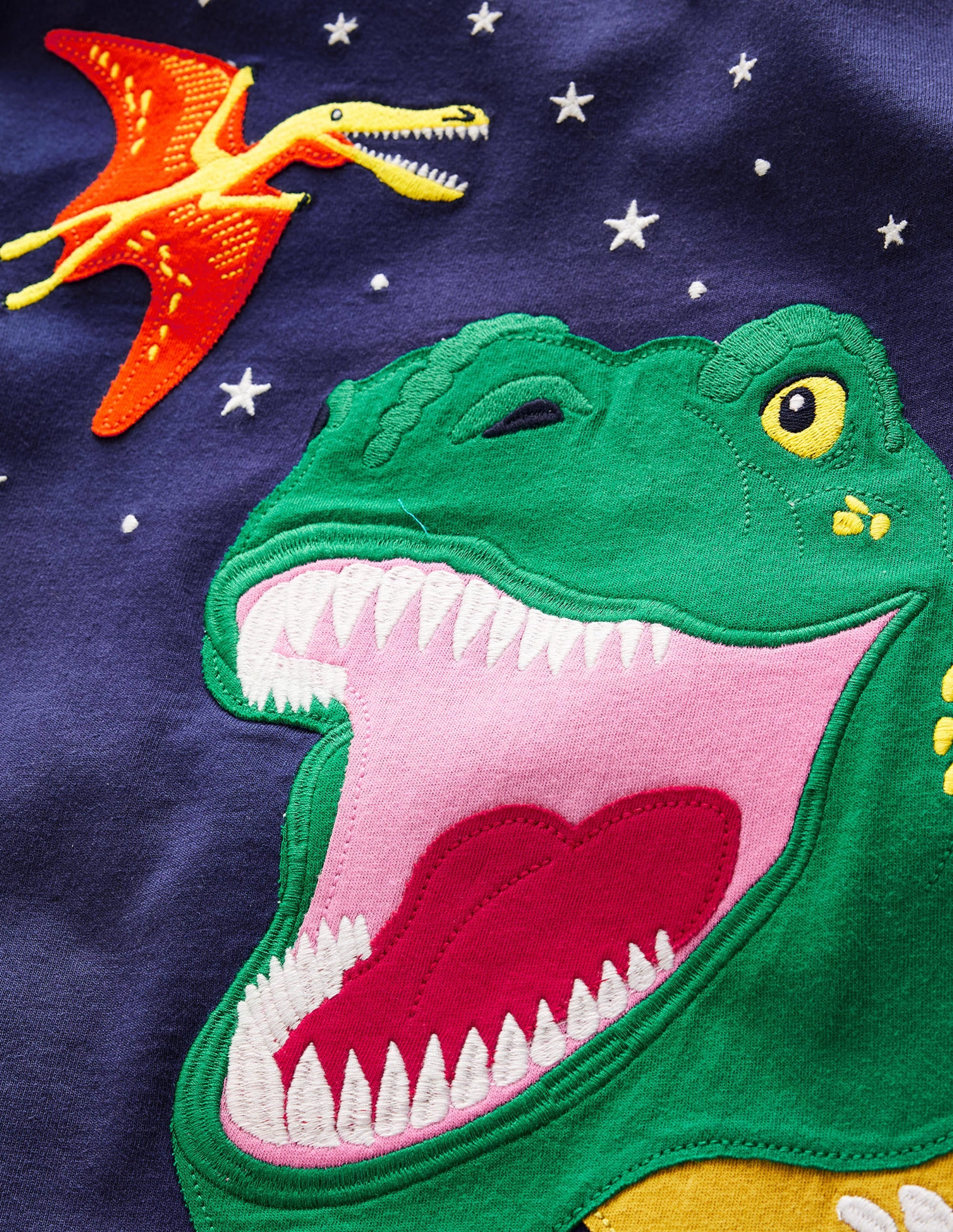 Dinosaur Appliqué T-shirt-College Navy Dino - Image 3