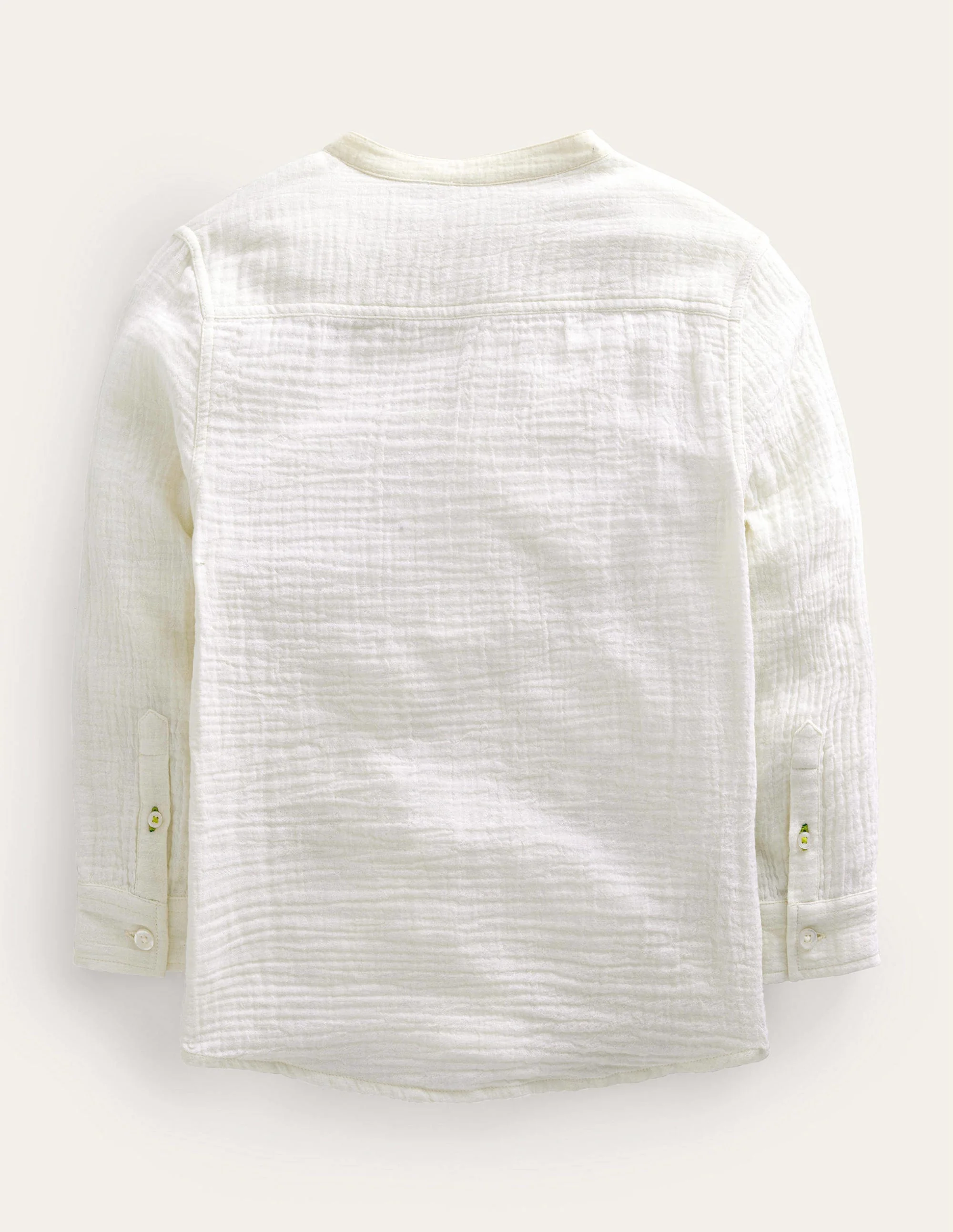 Double Cloth Grandad Shirt-Vanilla Pod Ivory - Image 2