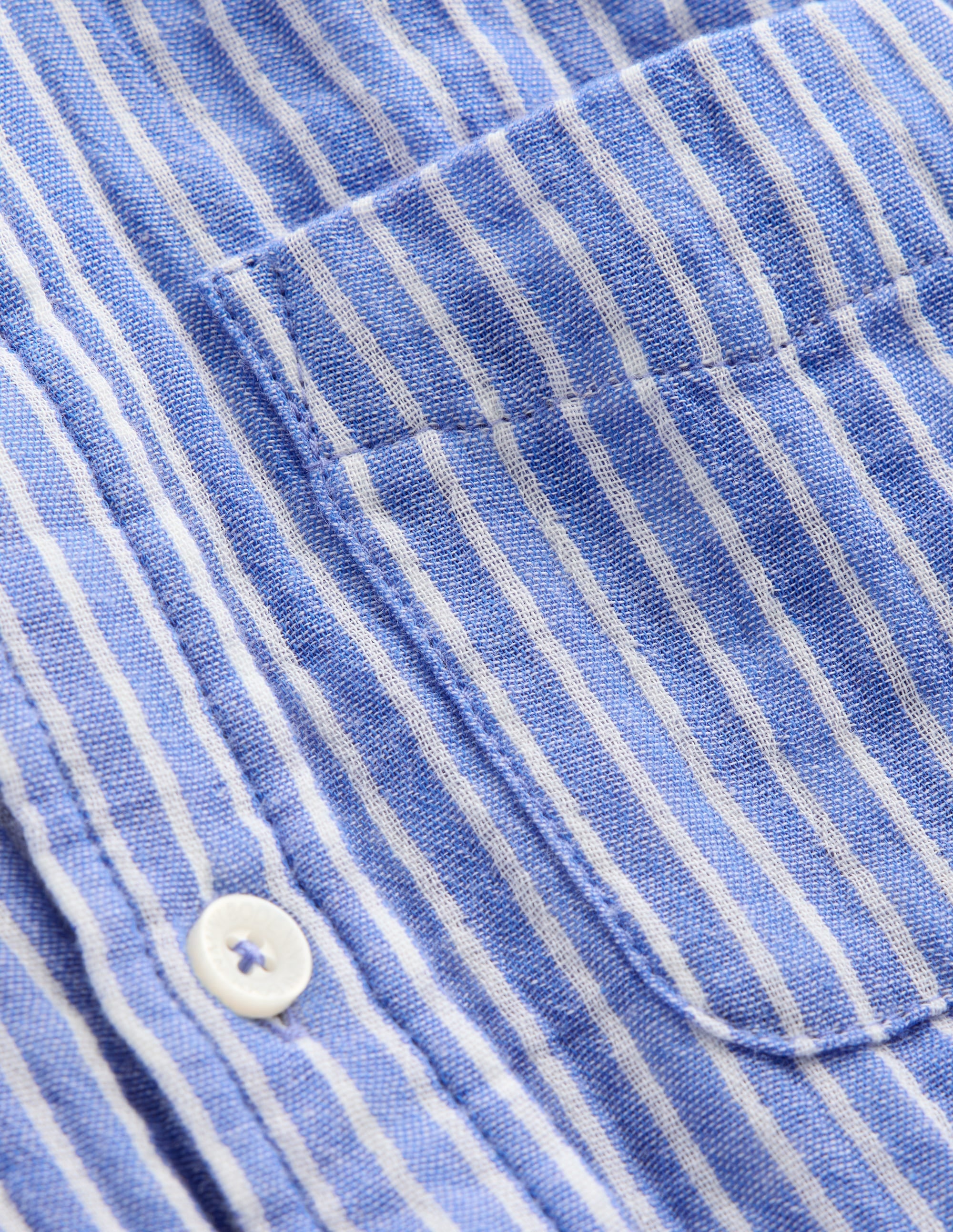 Double Cloth long Sleeve Shirt-Blue Stripe and Gingham - Image 3