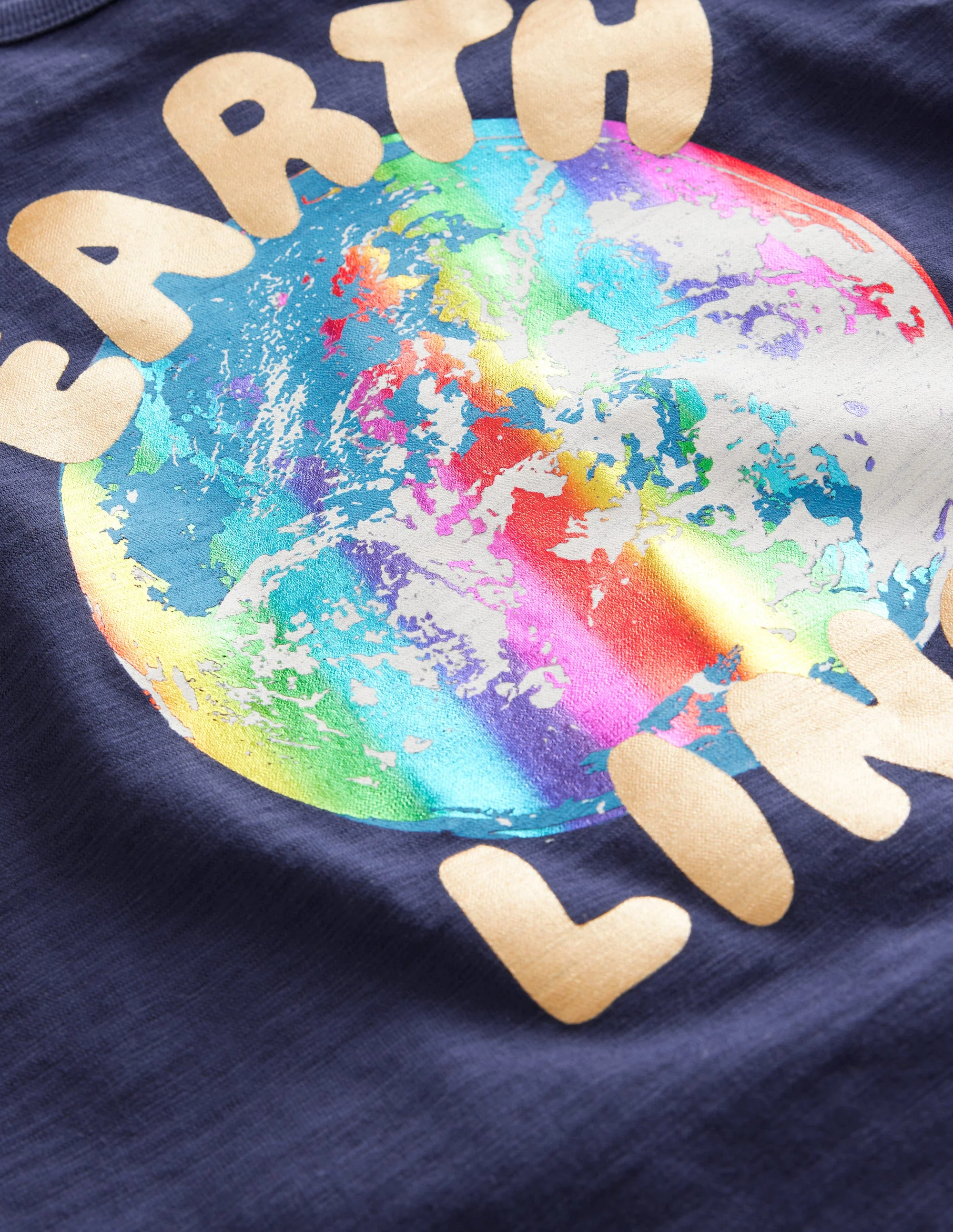 Earth Logo-Print T-Shirt-Bright Navy - Image 3