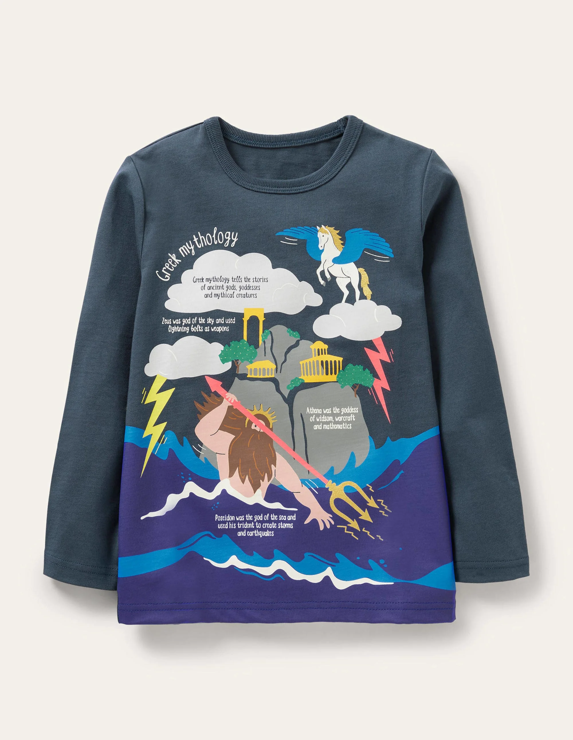 Educational History T-shirt-Storm Blue Mythology