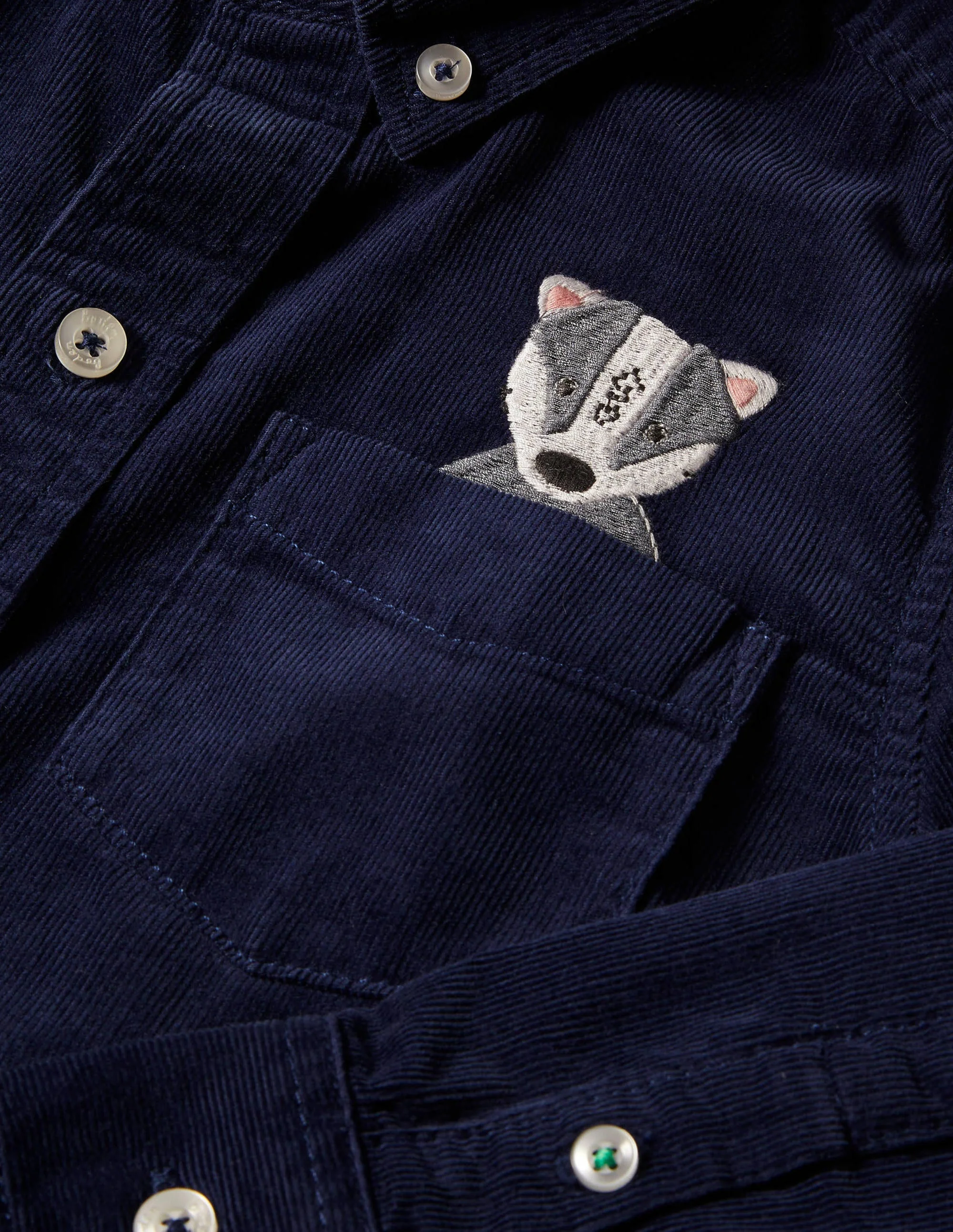 Embroidered Cord Shirt-College Navy Animals - Image 3