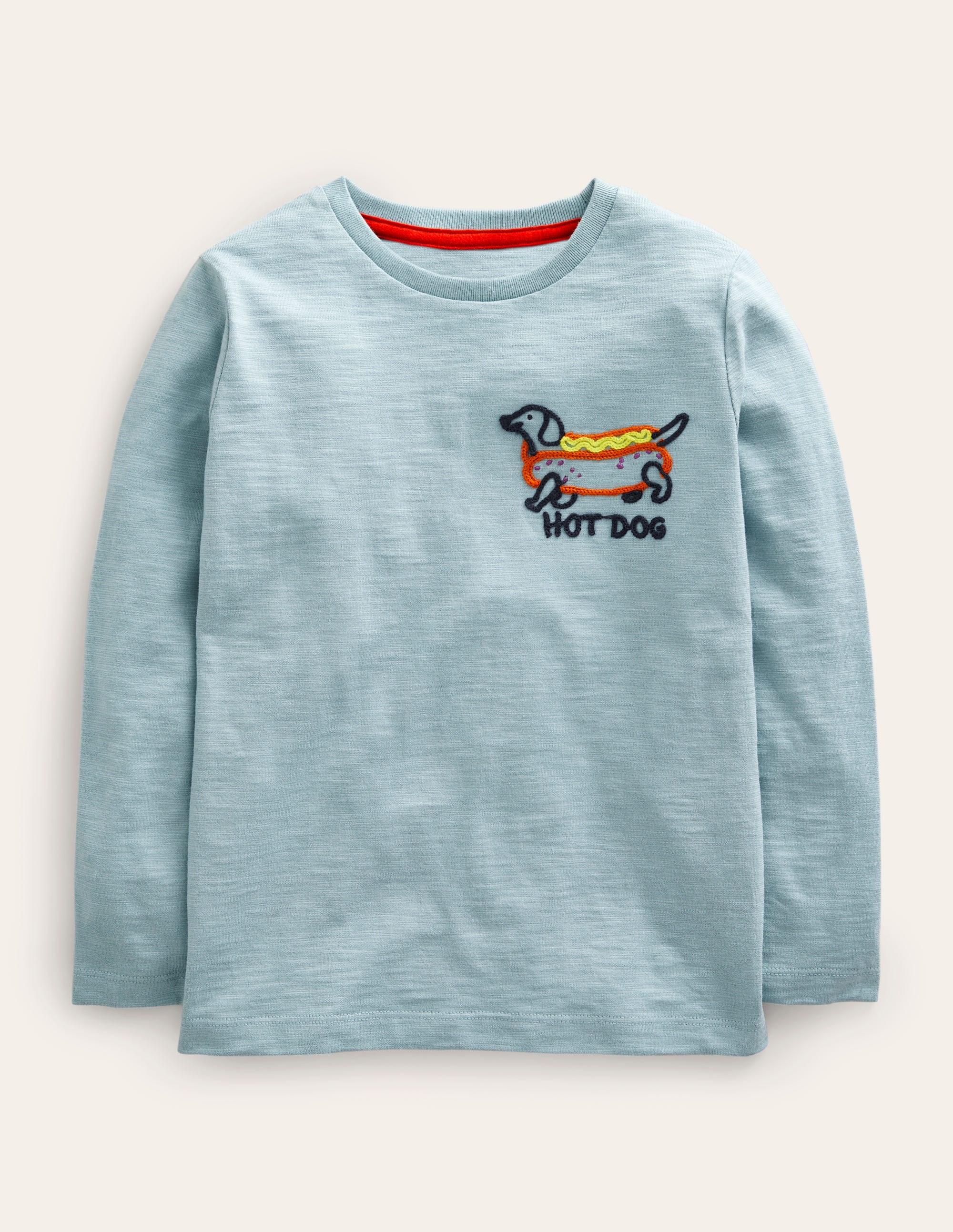 Embroidered-Logo T-Shirt-Blue Hot Dog