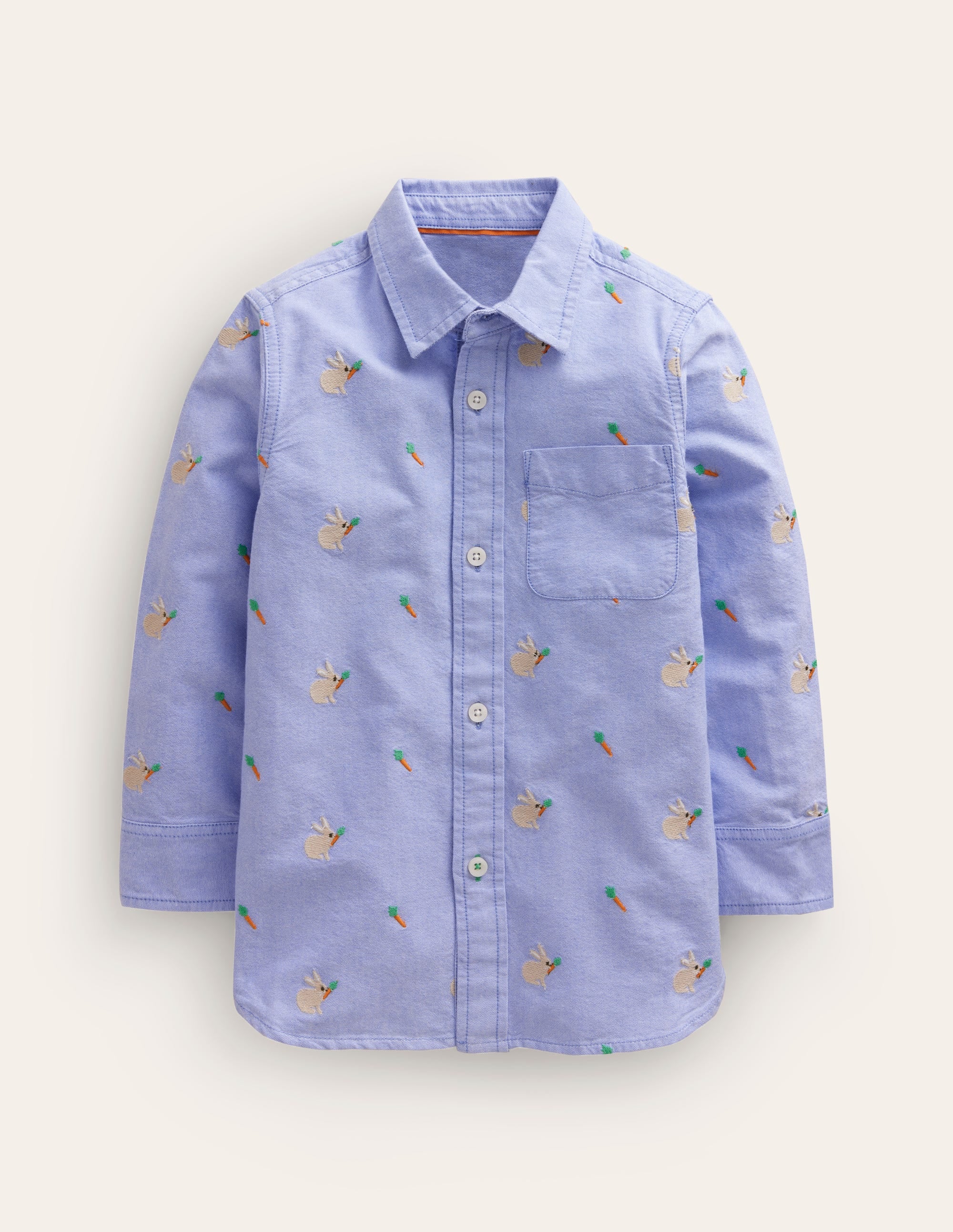 Embroidered Oxford Shirt-Blue Bunny Embroidery