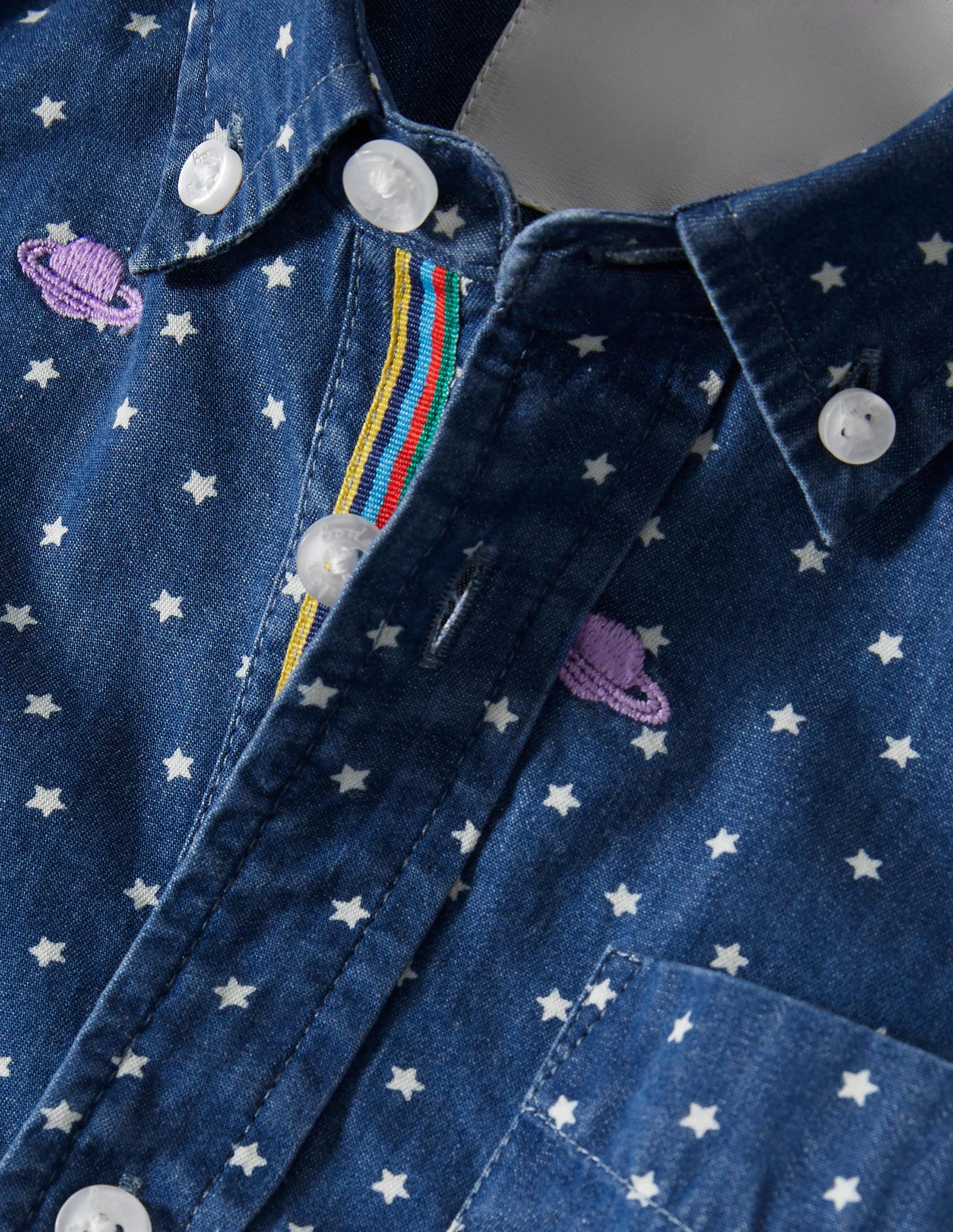 Embroidered Shirt-Chambray Space Embroidery - Image 3