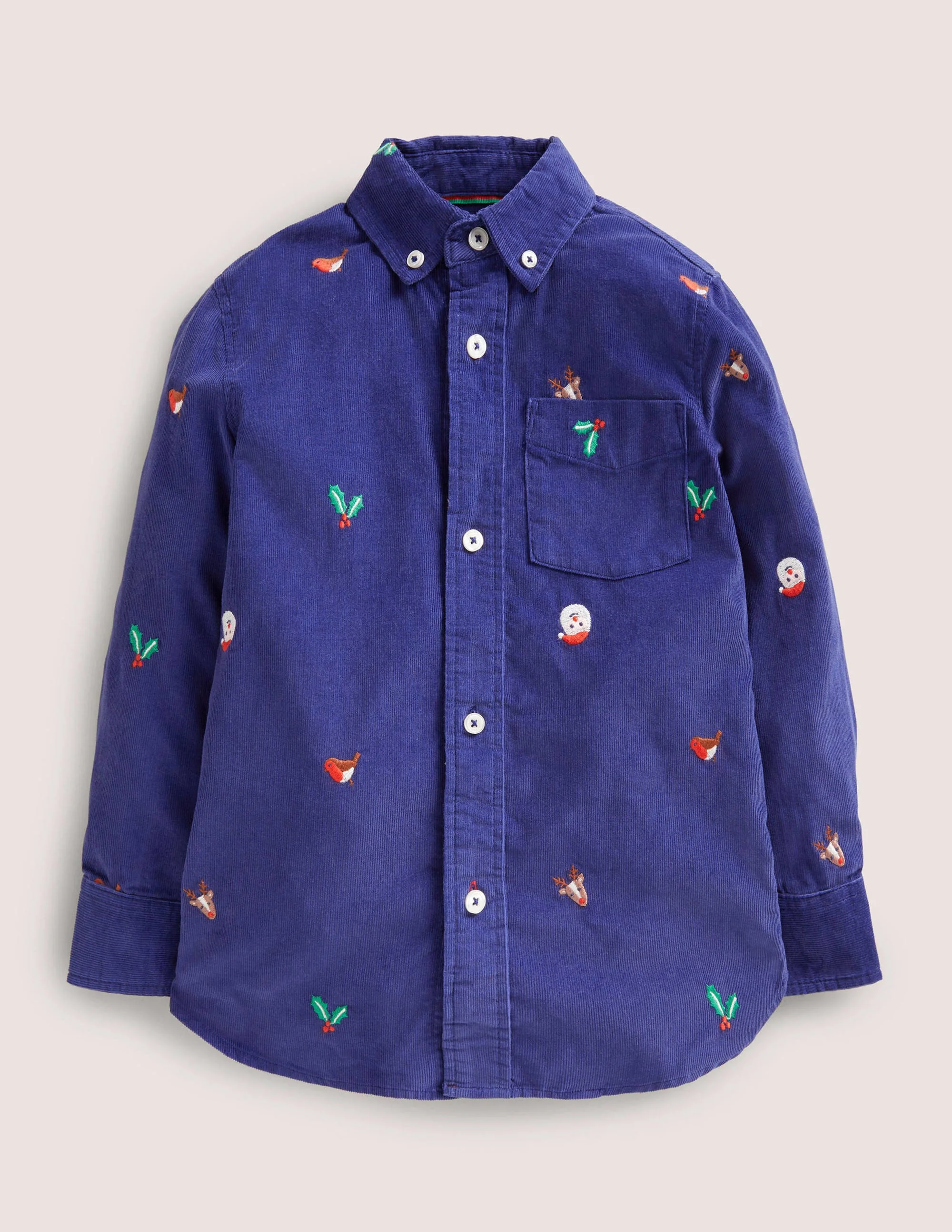 Embroidered Shirt-Starboard Blue Christmas Cord