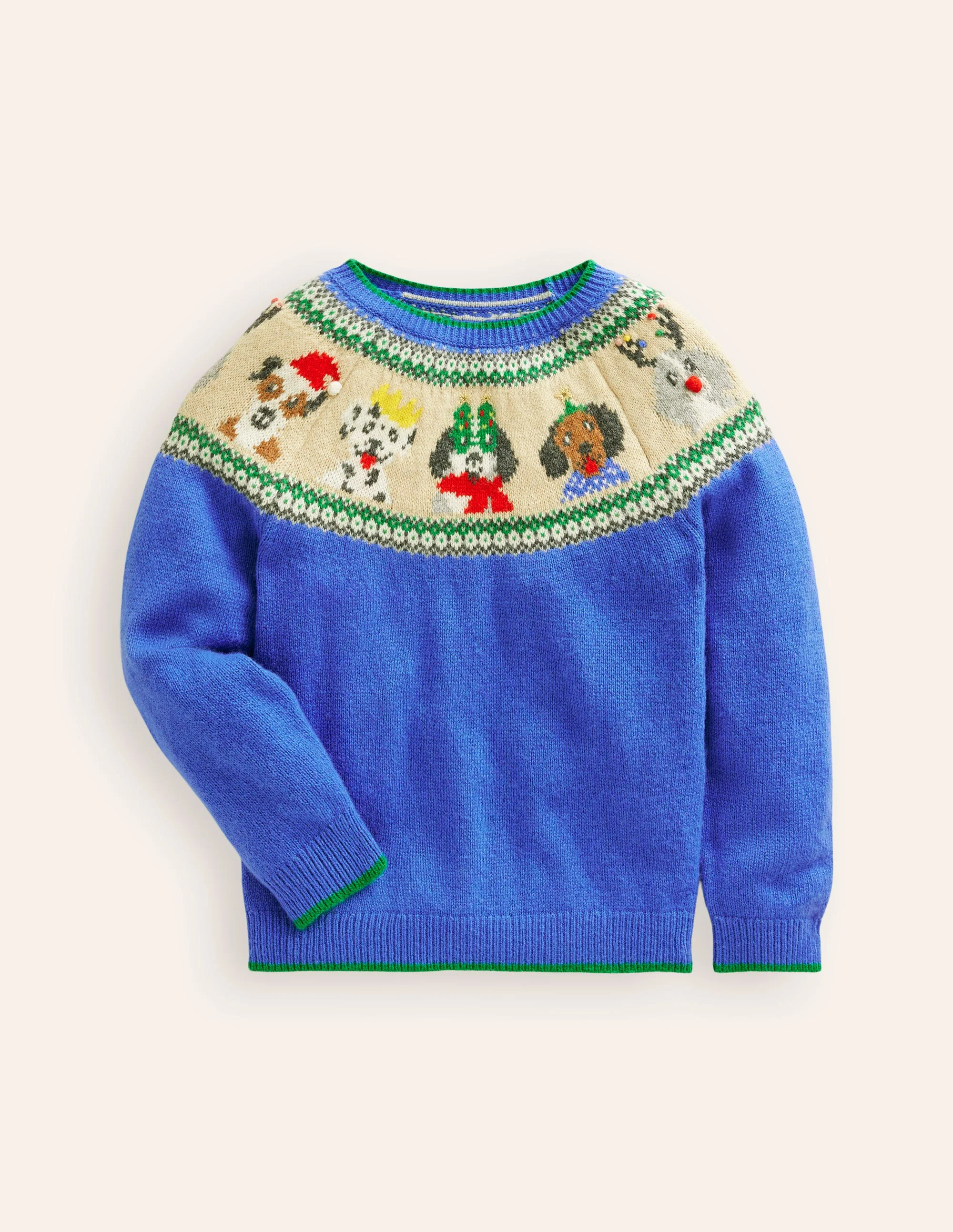 Fair Isle Sweater-Greek Blue Festive Dogs - Image 4