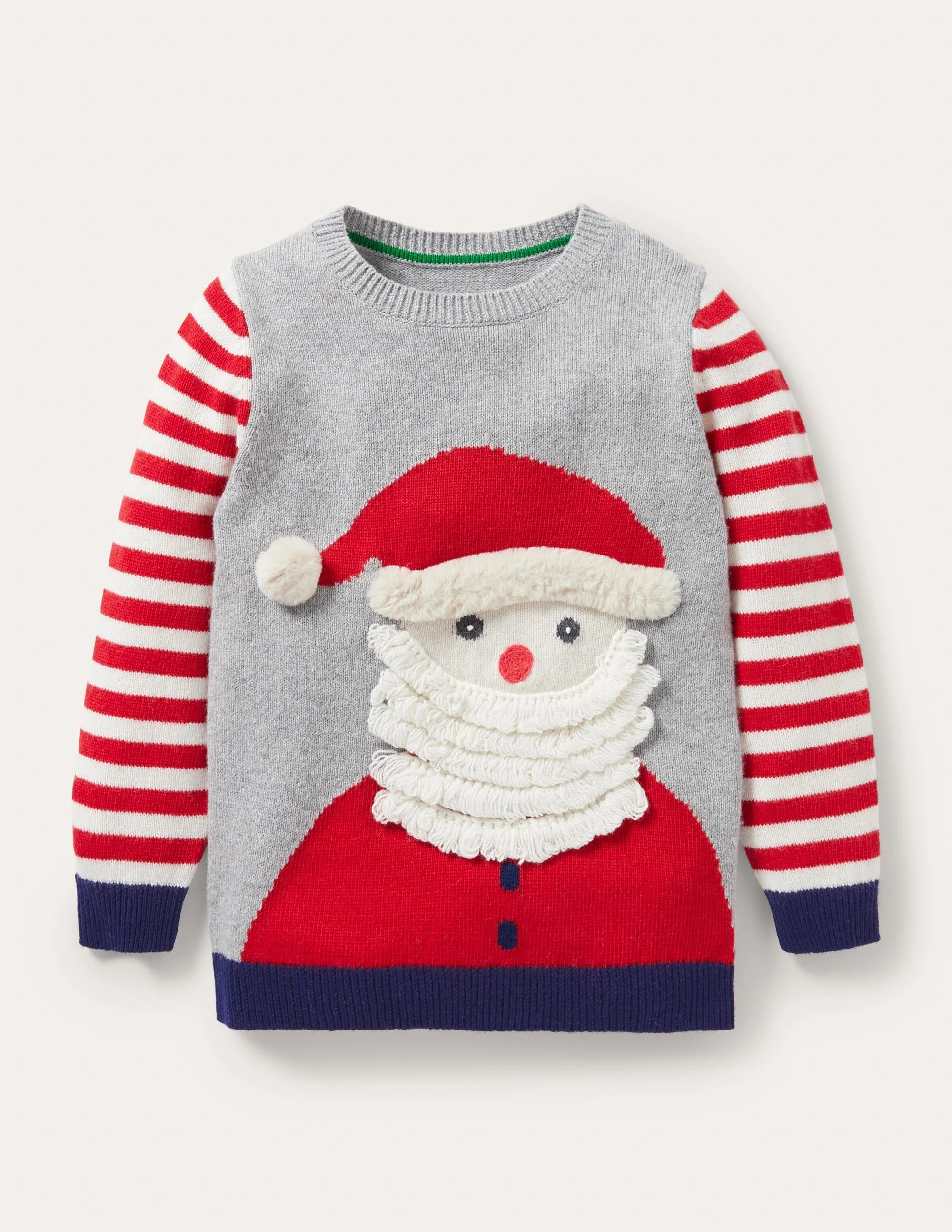 Festive Graphic Crew Sweater-Grey Marl Santa Claus