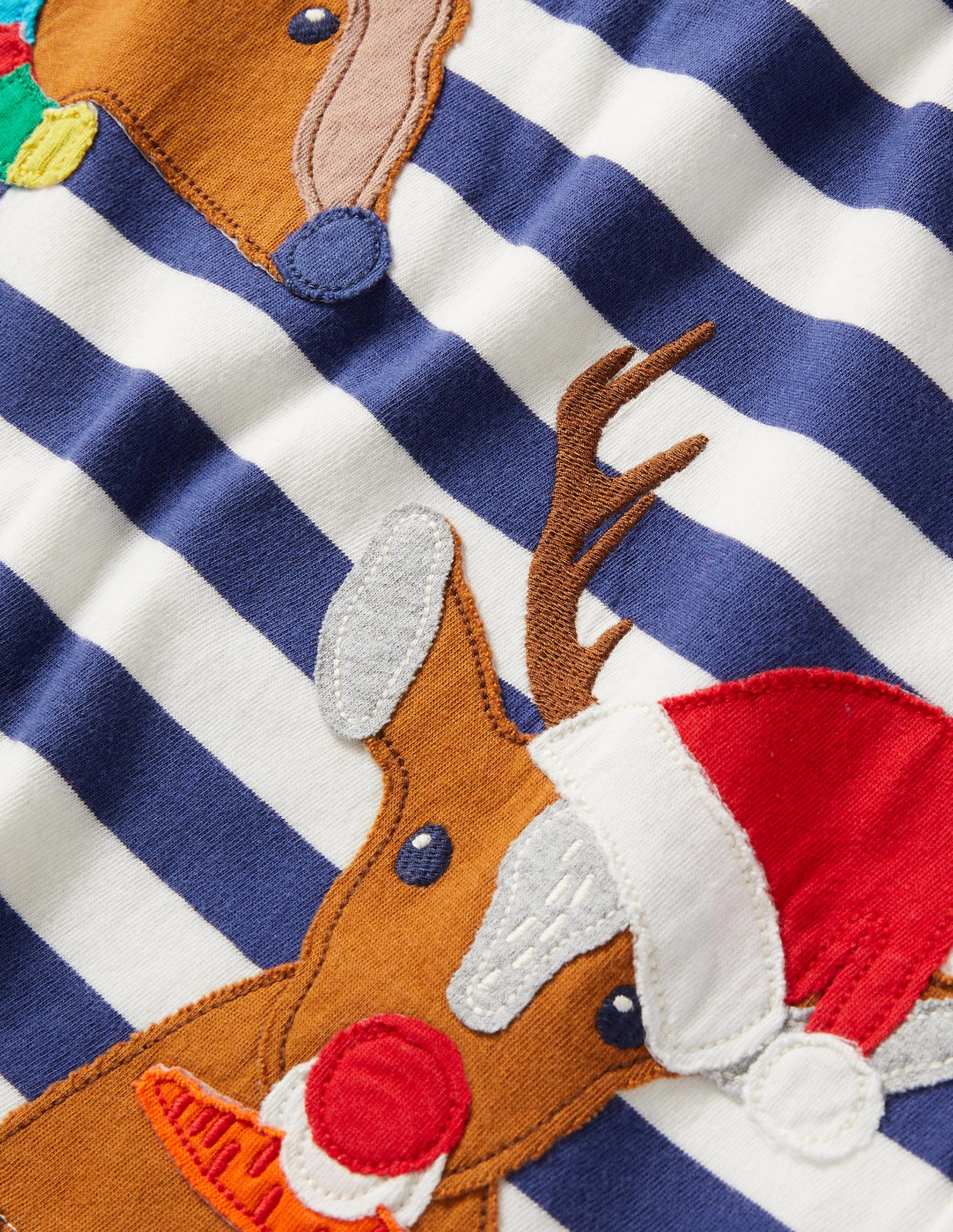 Festive Peeping In T-shirt-Starboard/Ivory Reindeer - Image 3