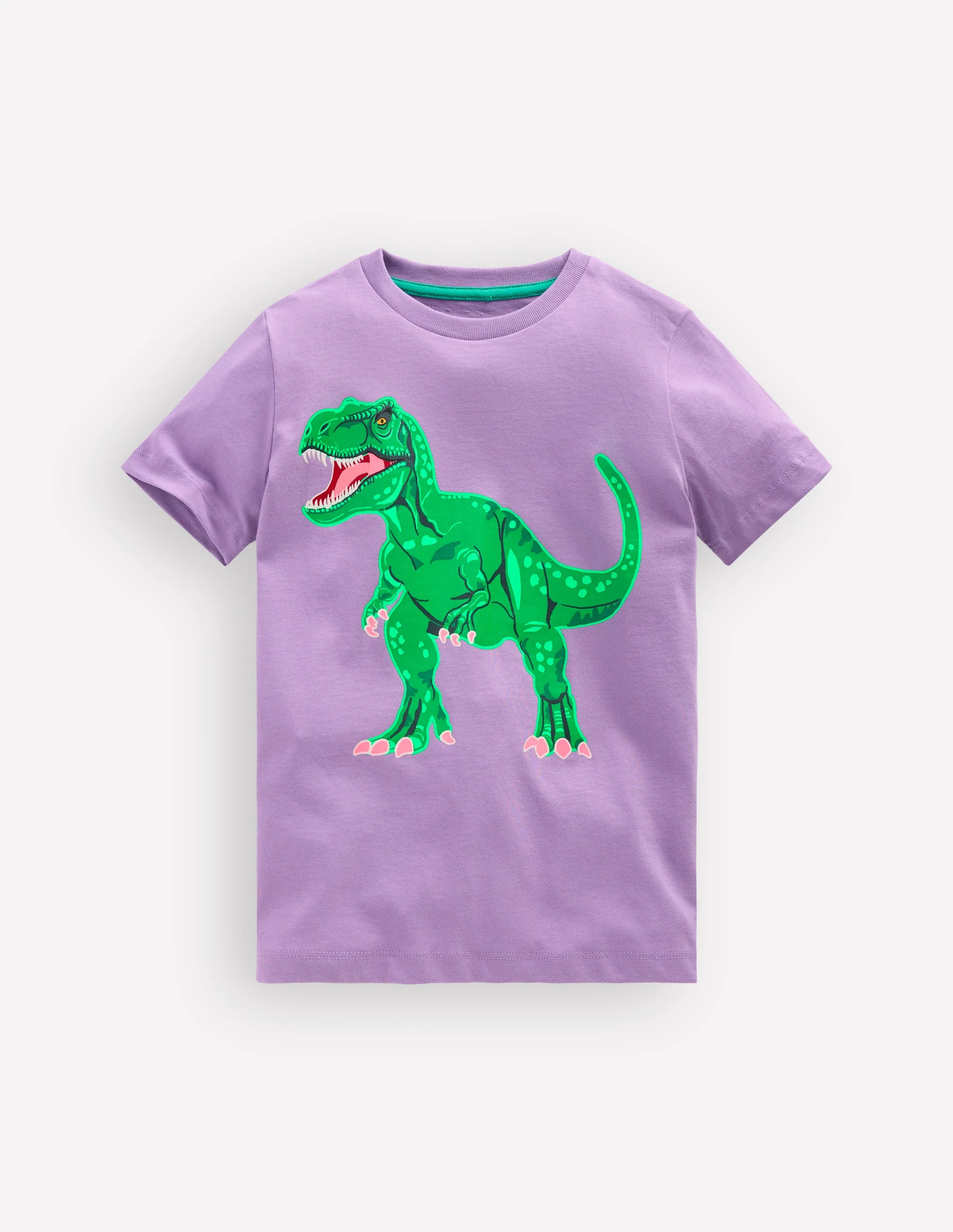 Front and Back Glow T-shirt-Aster Purple, Dino Skeleton
