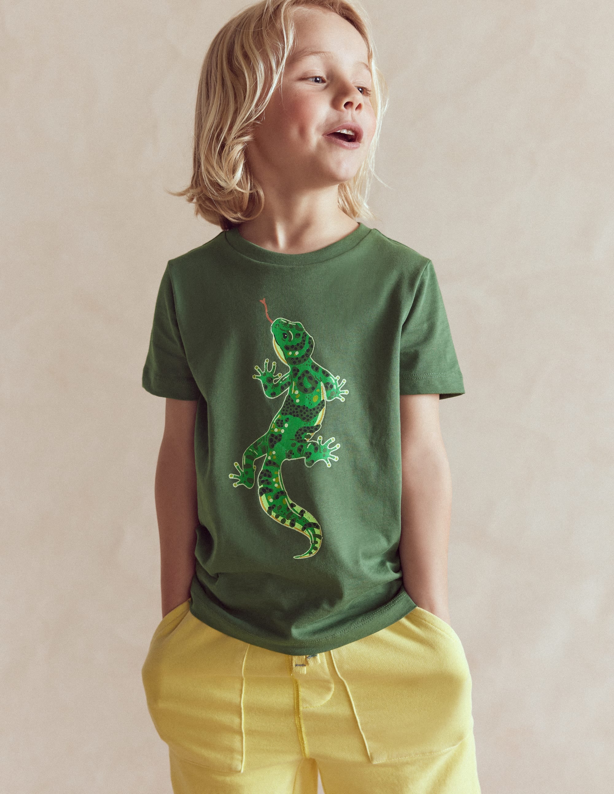 Front and Back Glow T-shirt-Bottle Green, Lizard X-Rray