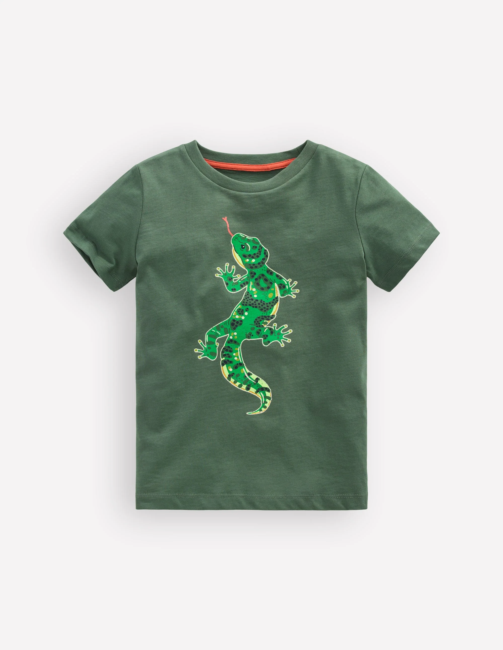 Front and Back Glow T-shirt-Bottle Green, Lizard X-Rray - Image 3