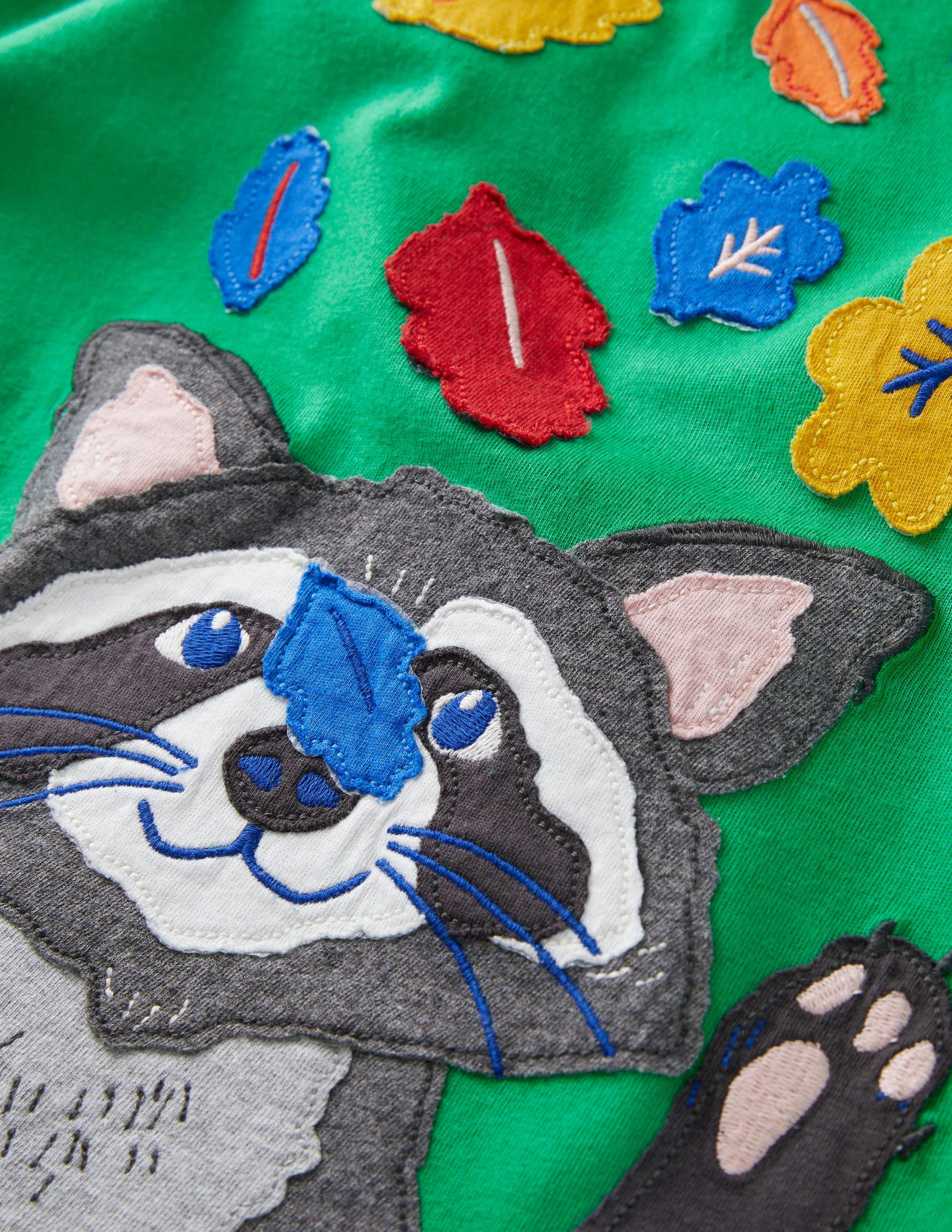 Front & Back Appliqué T-shirt-Highland Green Racoon - Image 3