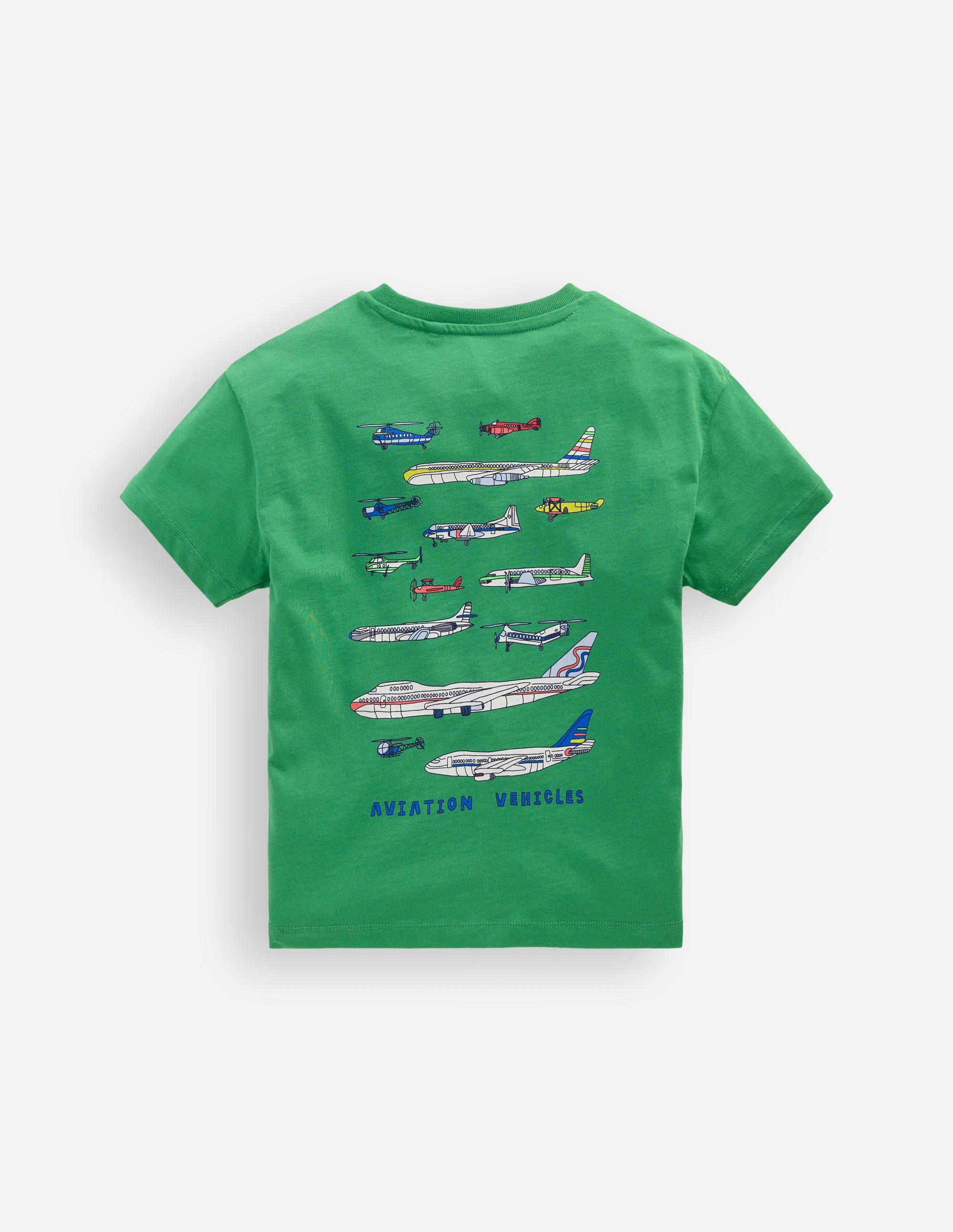 Front & Back Graphic T-shirt-Bright Green Aviation Vehicles - Image 2