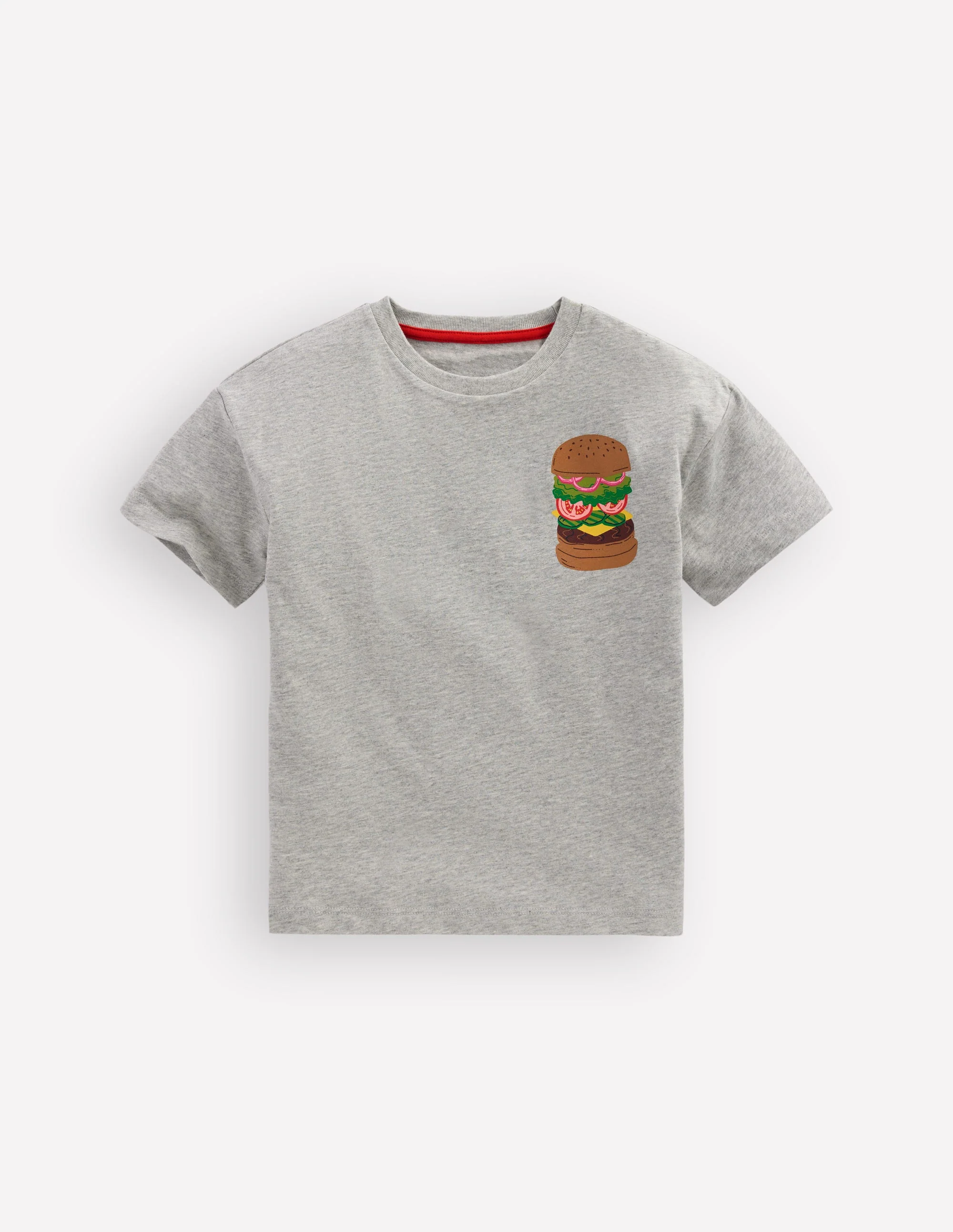 Front & Back Graphic T-shirt-Grey Marl Hamburger - Image 3