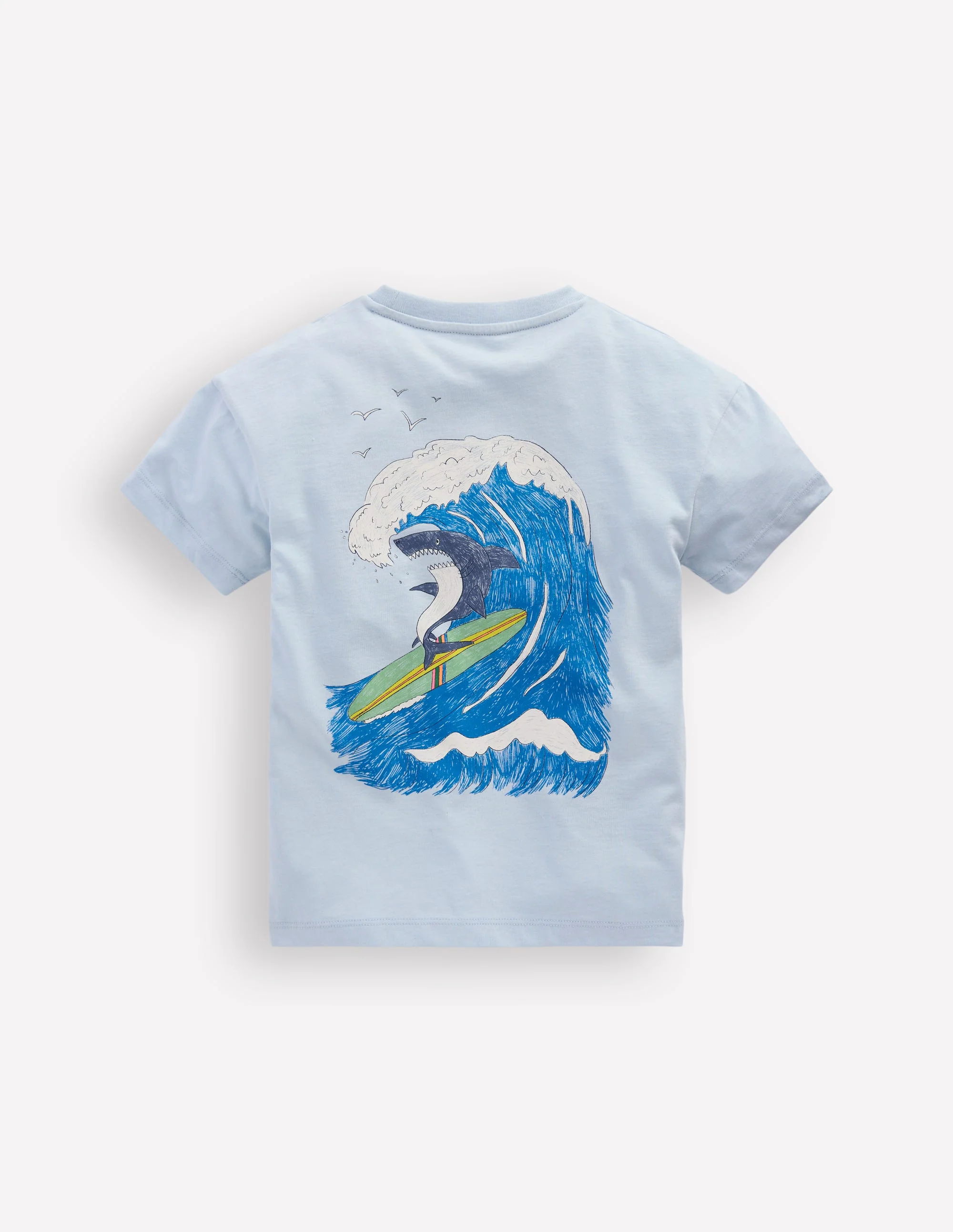 Front & Back Graphic T-shirt-Niagra Mist Surfing Shark - Image 2