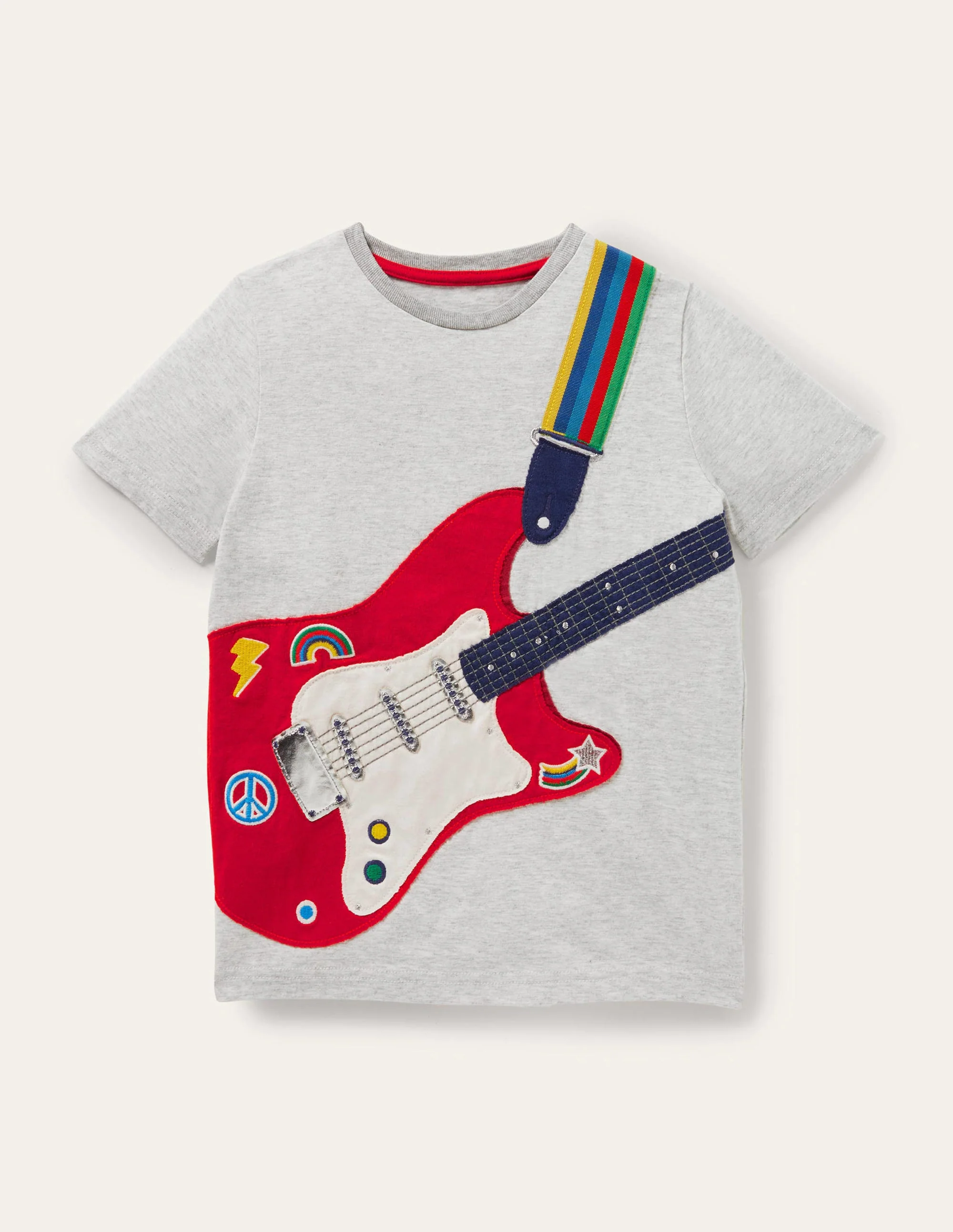Front & Back Guitar T-shirt-Grey Marl