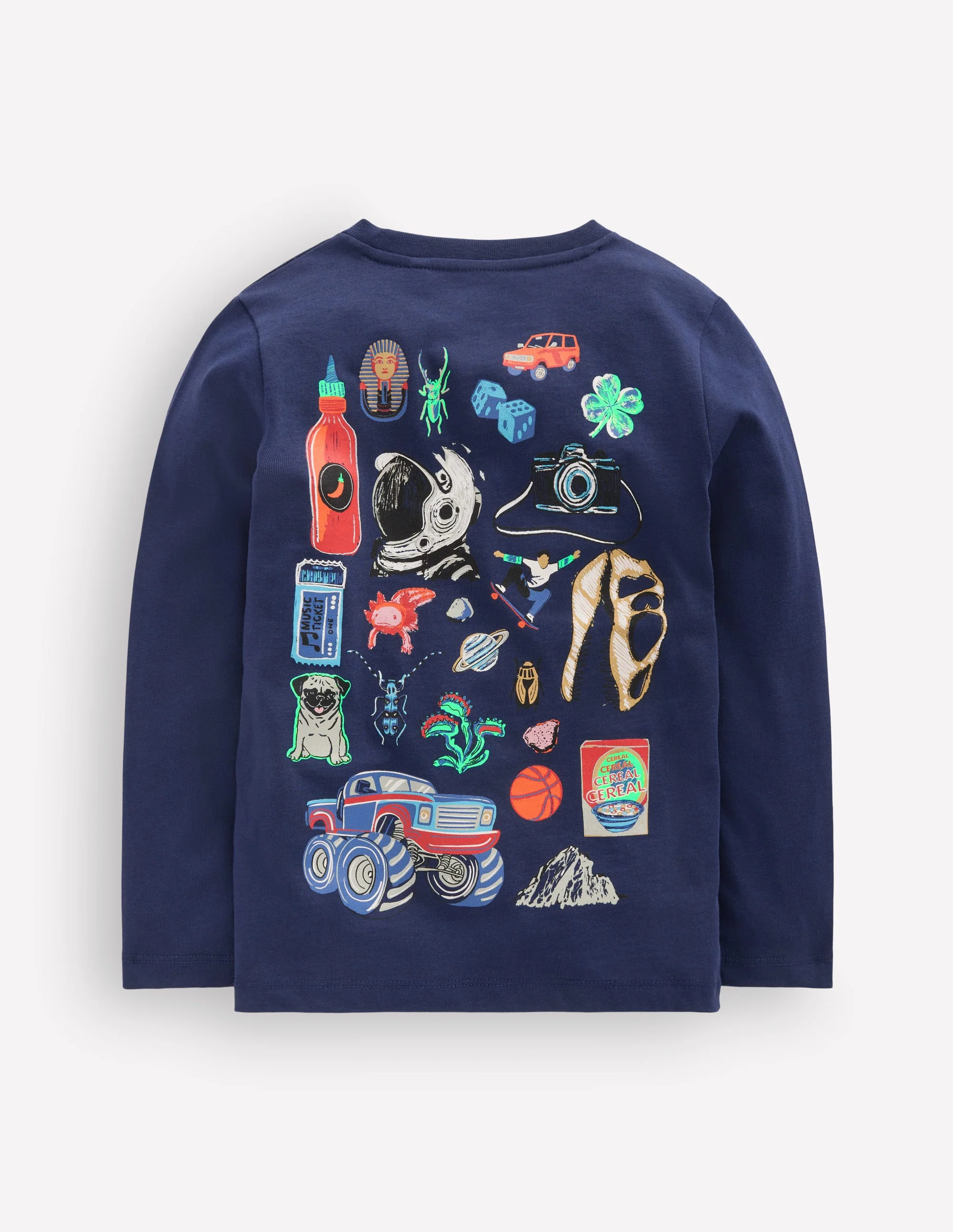Front & Back Printed T-shirt-College Navy Random Things - Image 2
