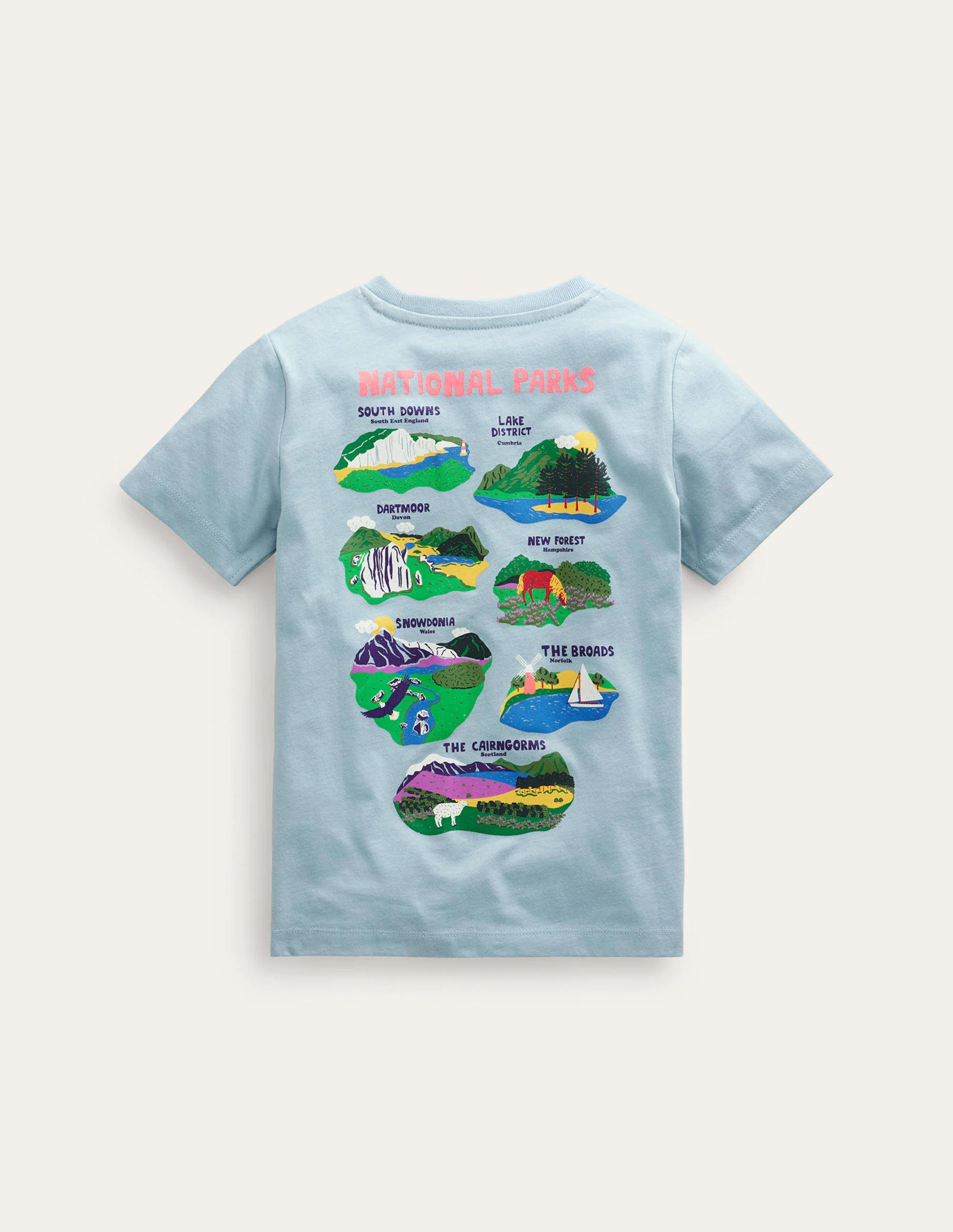 Front & Back Printed T-shirt-Forget Me Not Blue - Image 2