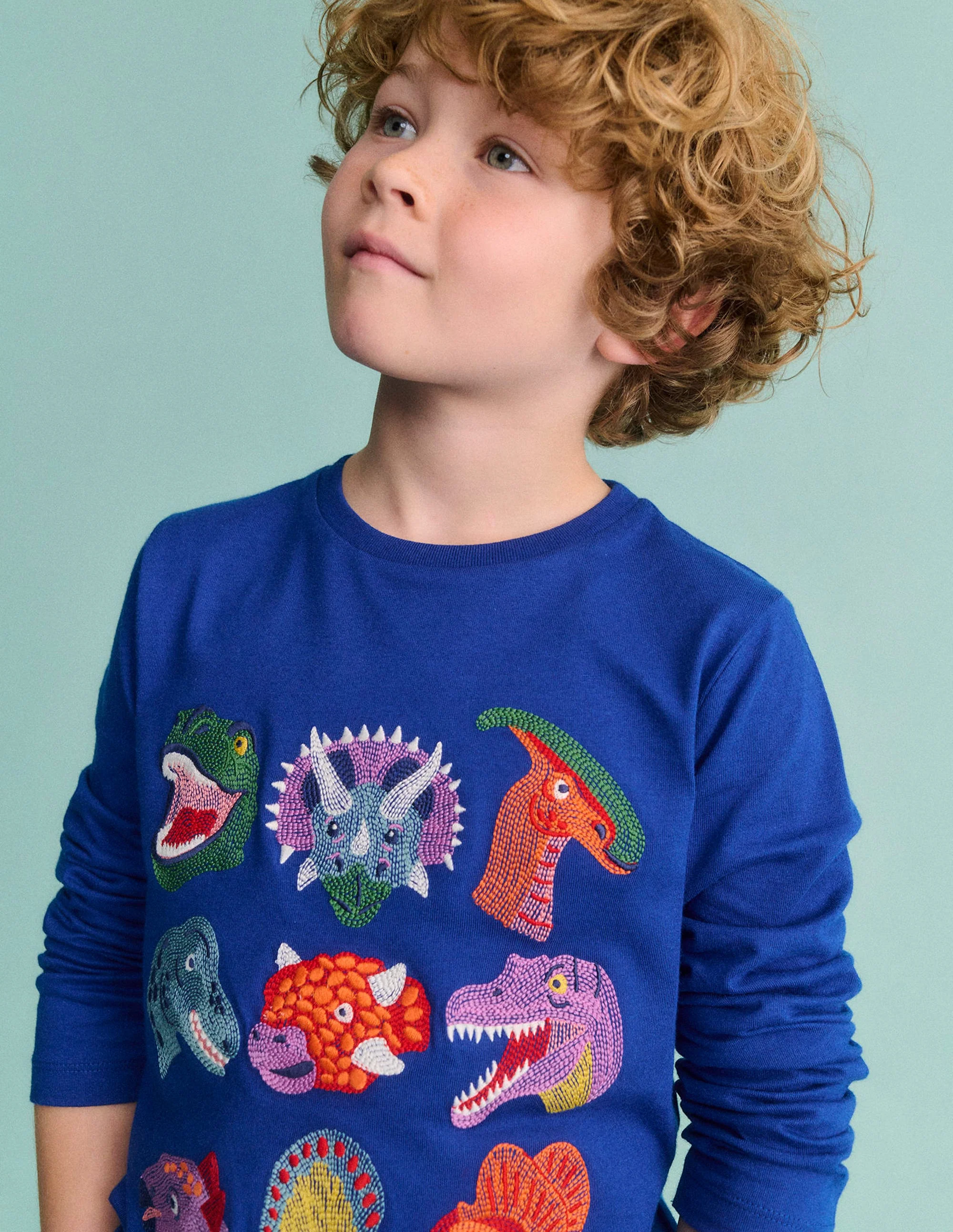 Fun Superstitch Grid T-Shirt-Sapphire Blue Dino - Image 4
