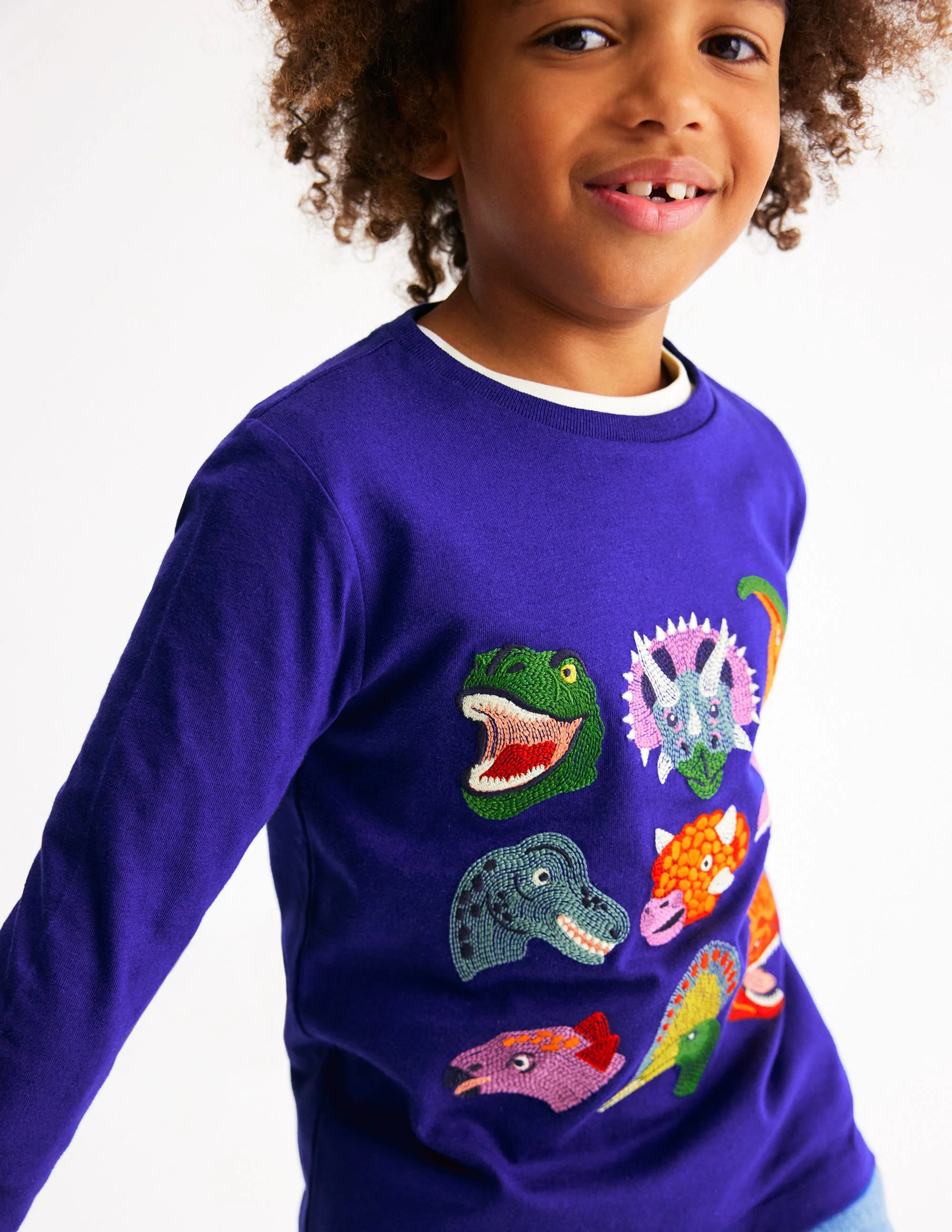 Fun Superstitch Grid T-Shirt-Sapphire Blue Dino - Image 5