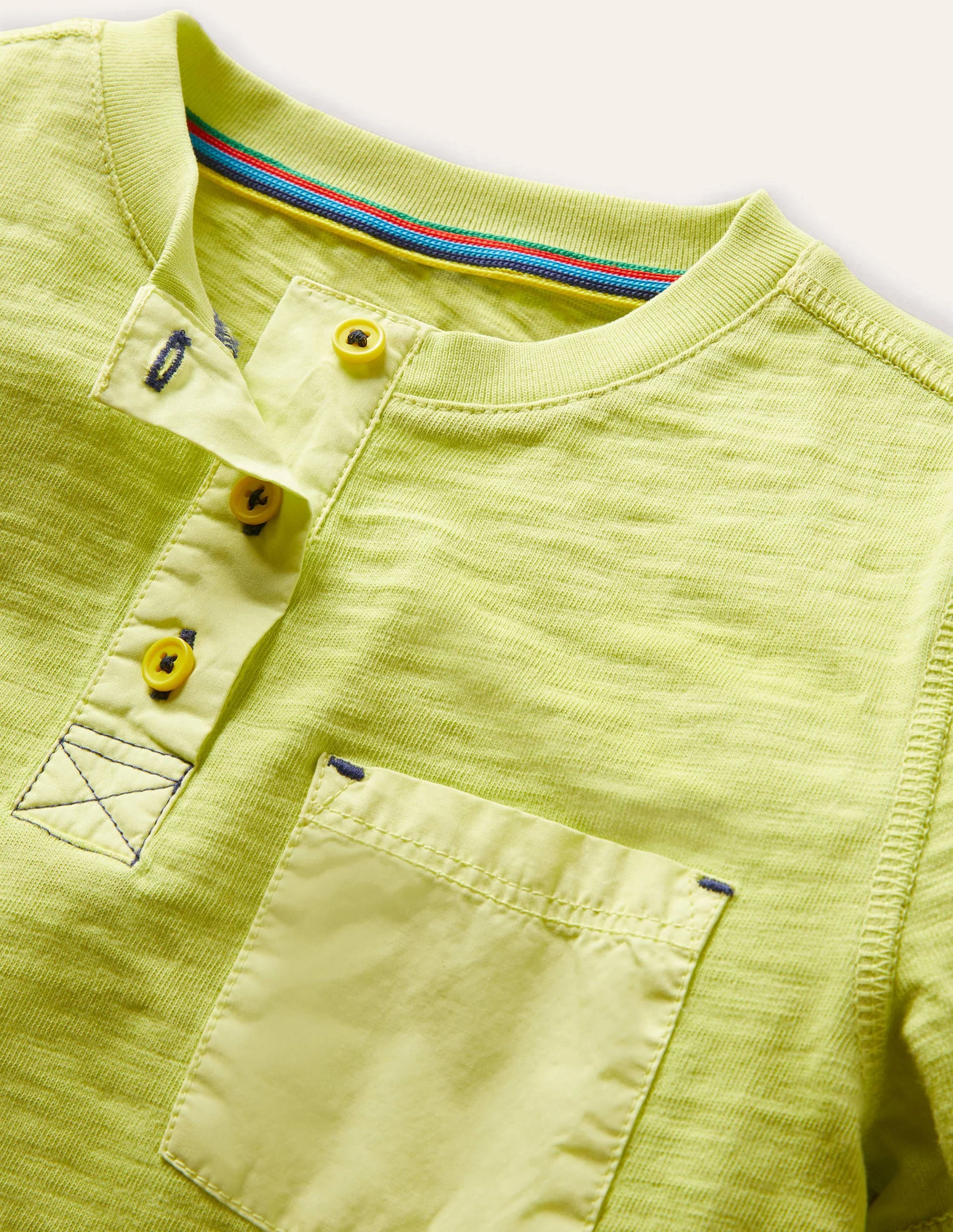 Garment Dye Henley T-shirt-Maximillion Yellow - Image 3