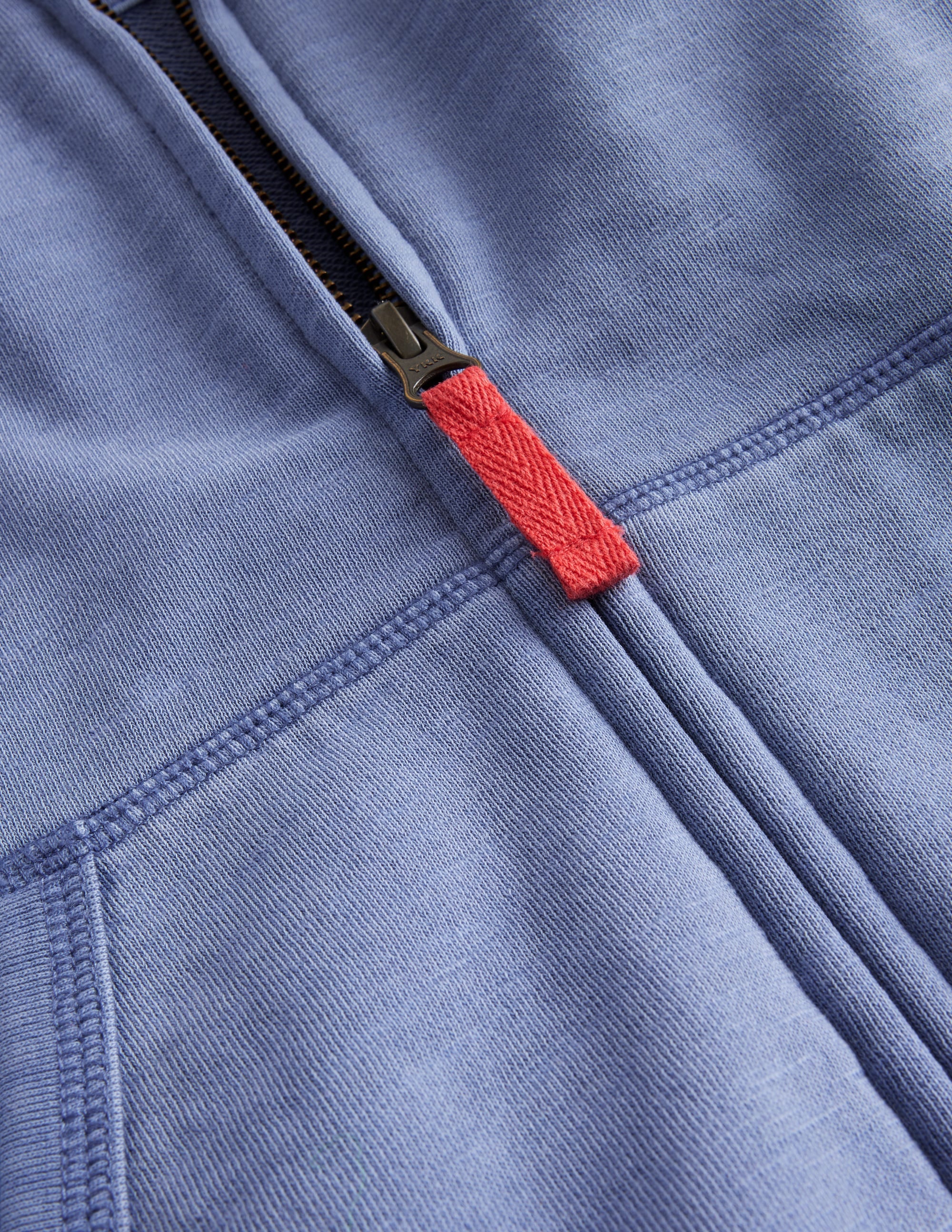 Garment Dye Zip-Through Hoodie-Dusty Blue - Image 3