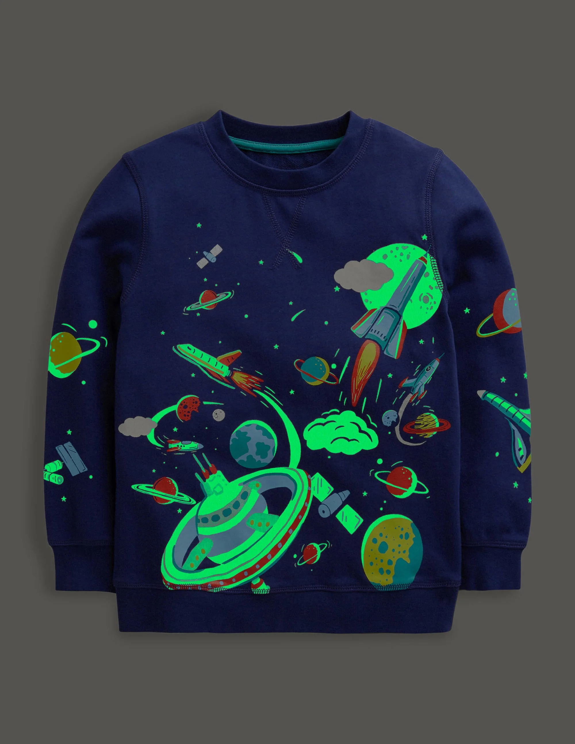 Glowing Space Sweatshirt-School Navy Space Print - Image 4