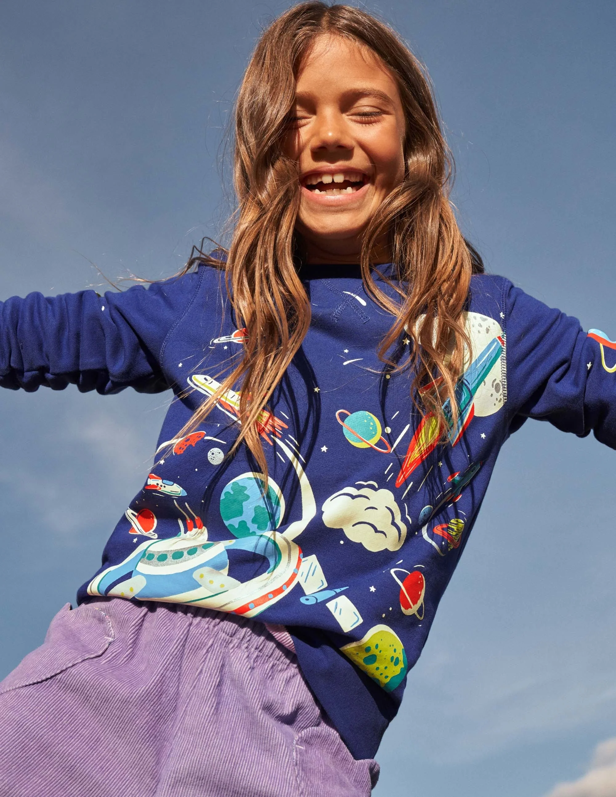 Glowing Space Sweatshirt-School Navy Space Print - Image 5