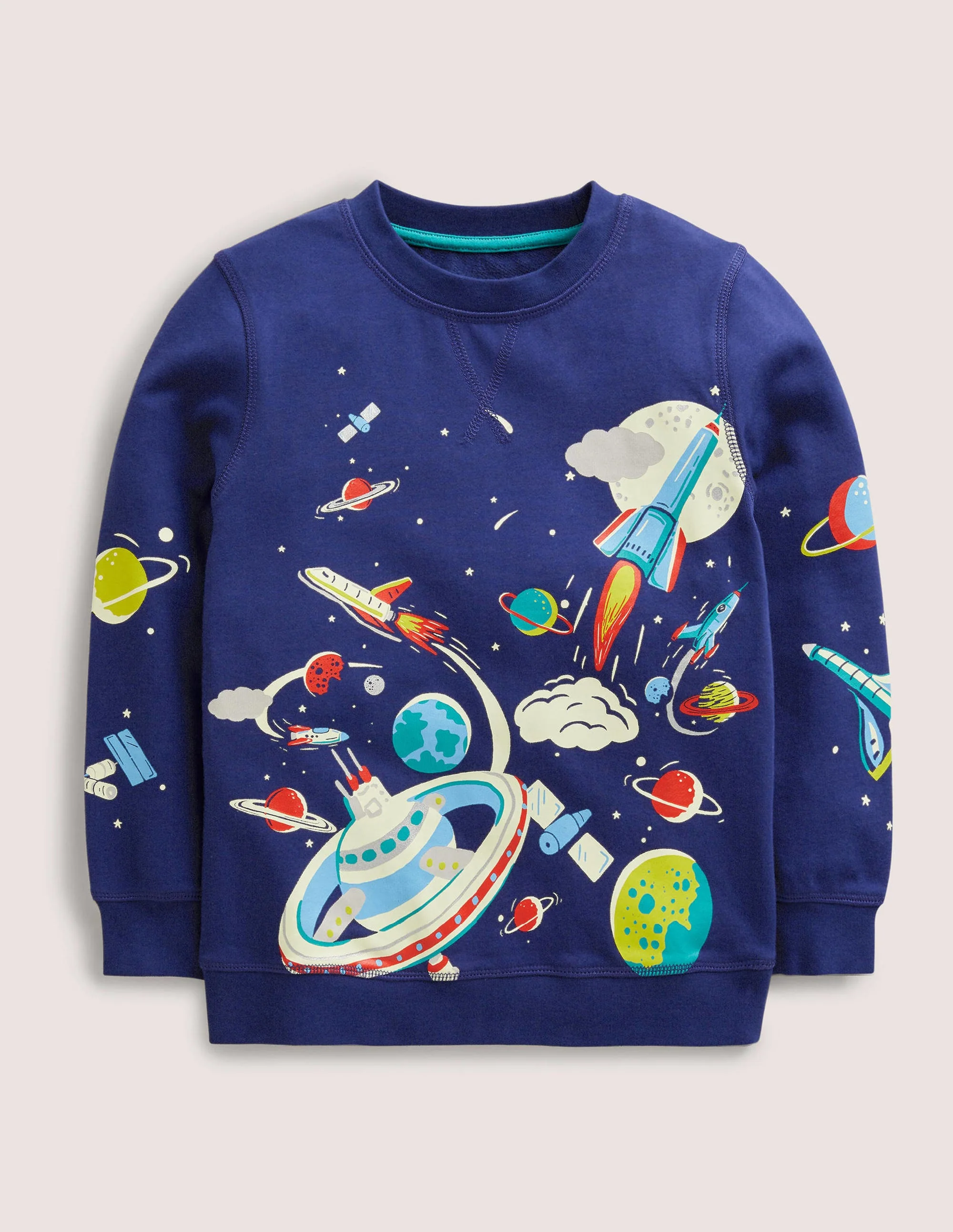 Glowing Space Sweatshirt-School Navy Space Print - Image 9