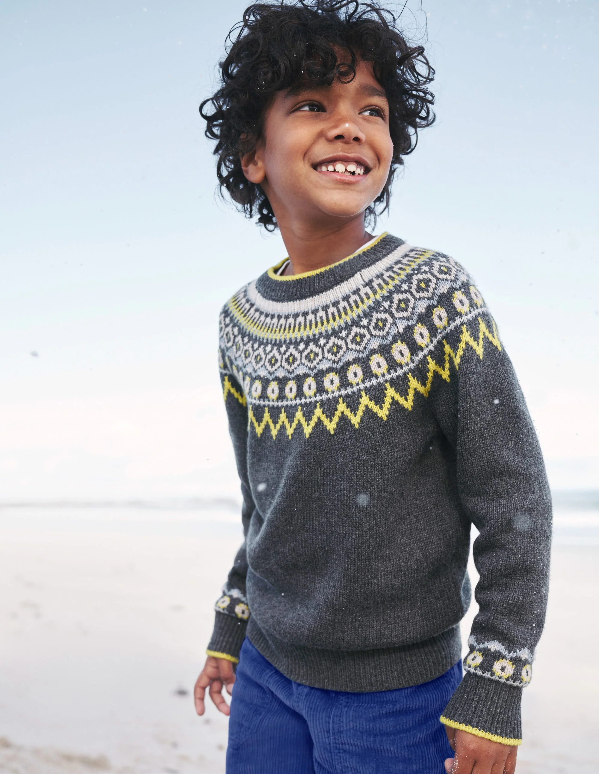 Graphic Fair Isle Sweater-Charcoal Marl - Image 4