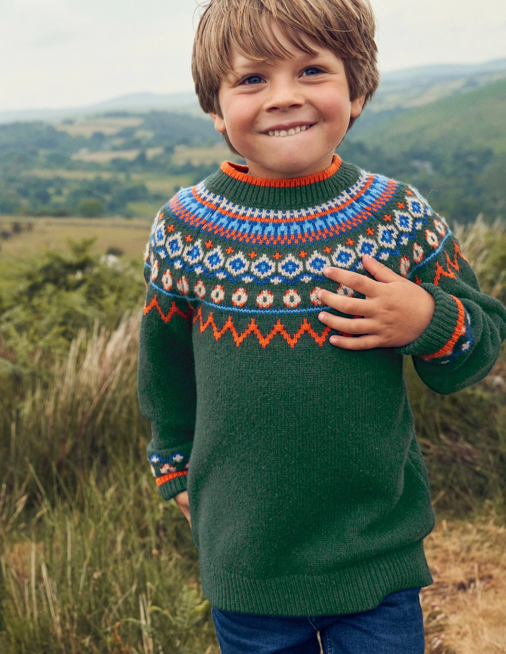Graphic Fair Isle Sweater-Monster Green Marl - Image 4
