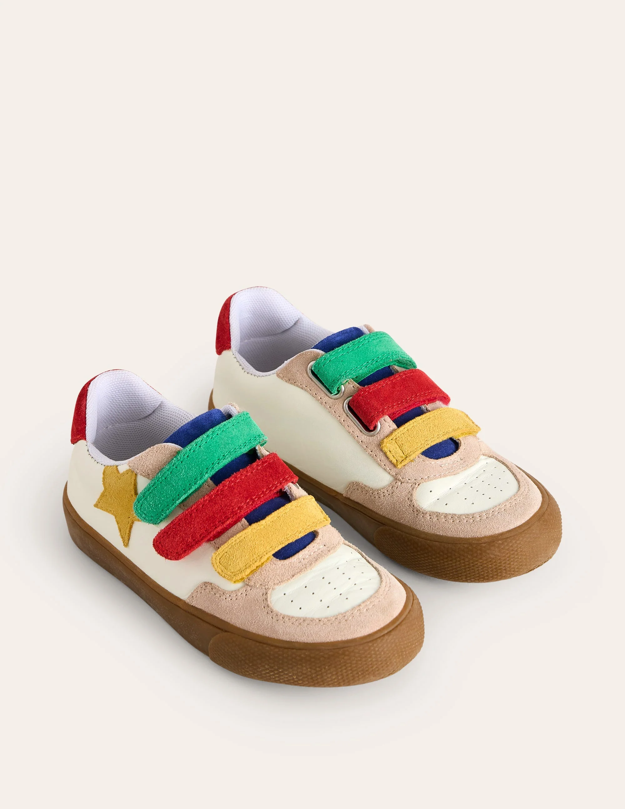 Leather Low Tops-White and Multi Colourblock - Image 2