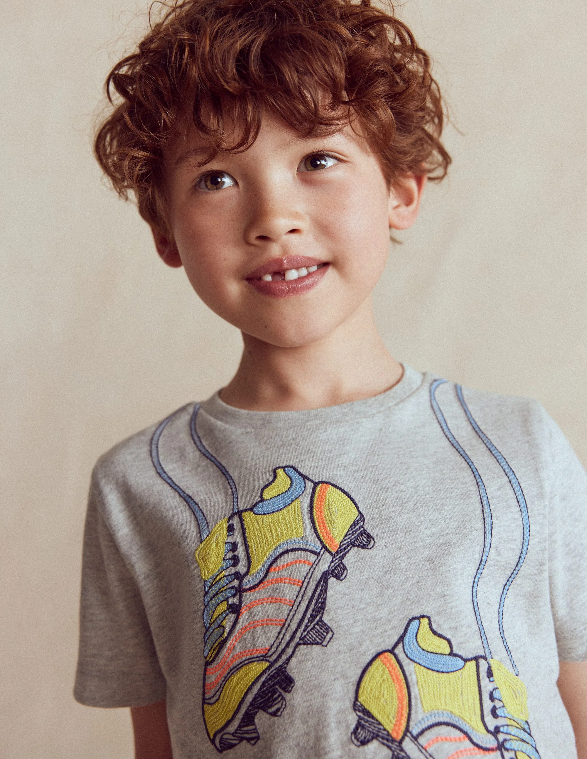 Linear Stitch T-shirt-Grey Marl Football Boots - Image 2