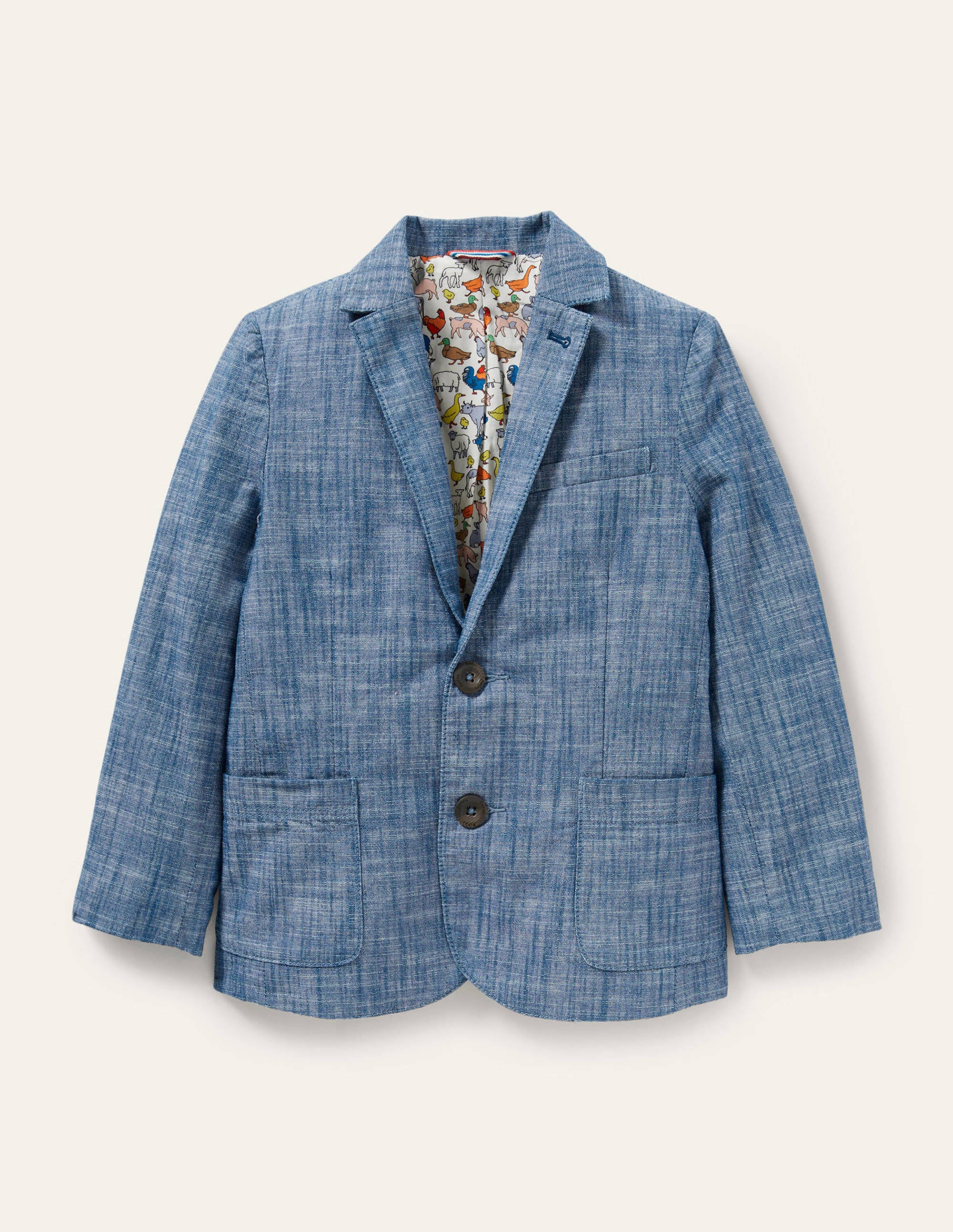 Linen Blazer-Chambray Blue