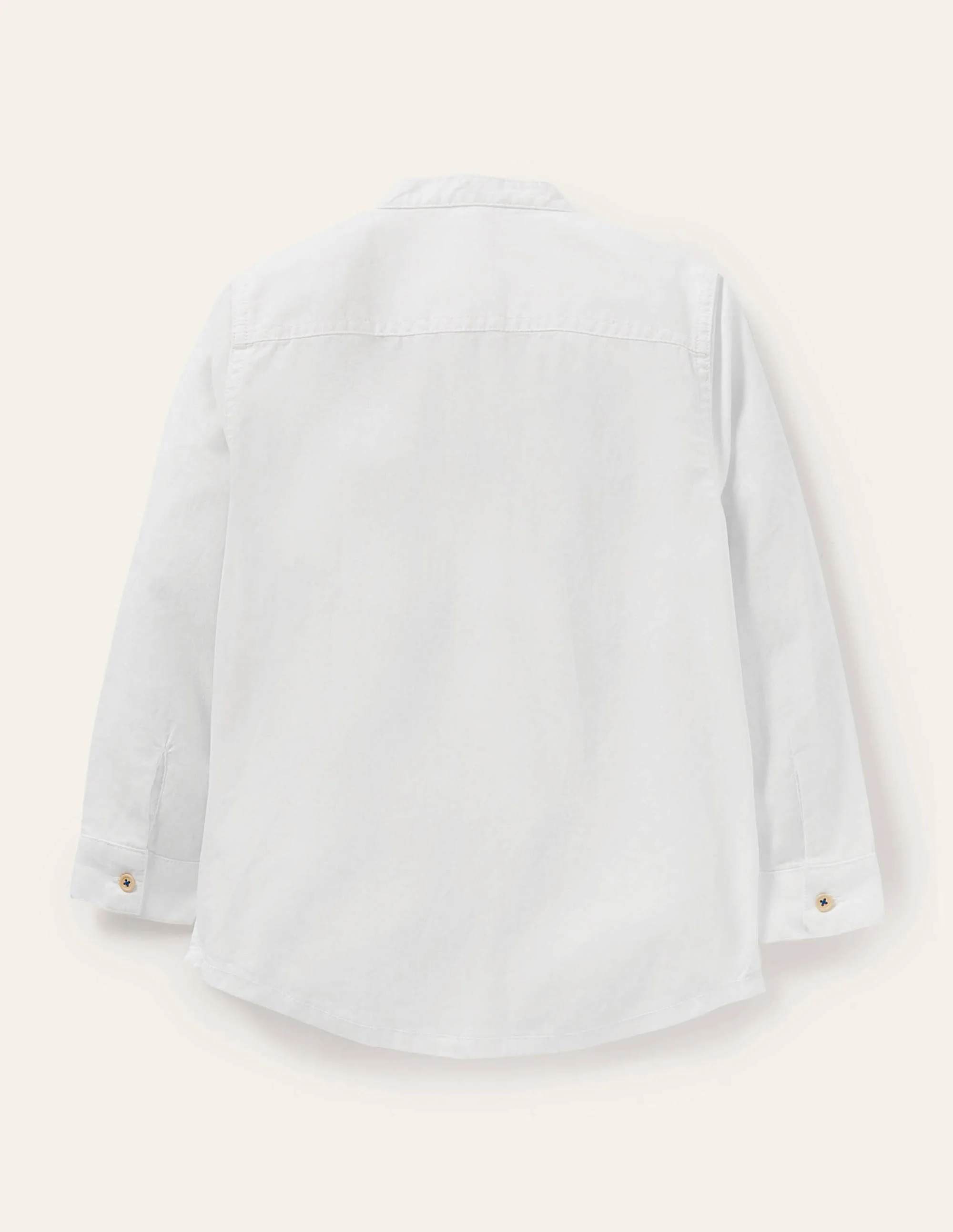 Linen Cotton Grandad Shirt-White - Image 2