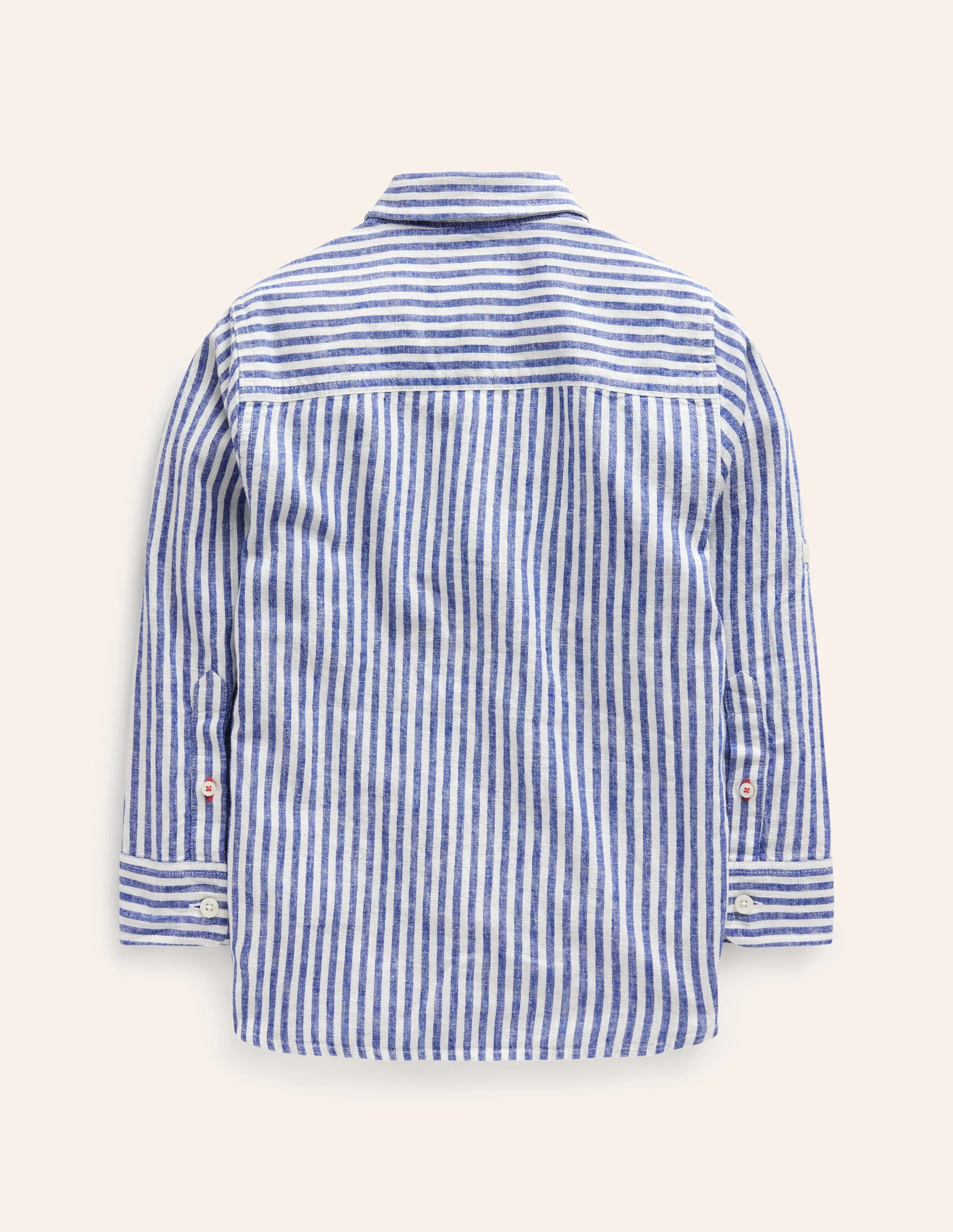 Linen Shirt-College Navy / Ivory Stripe - Image 2