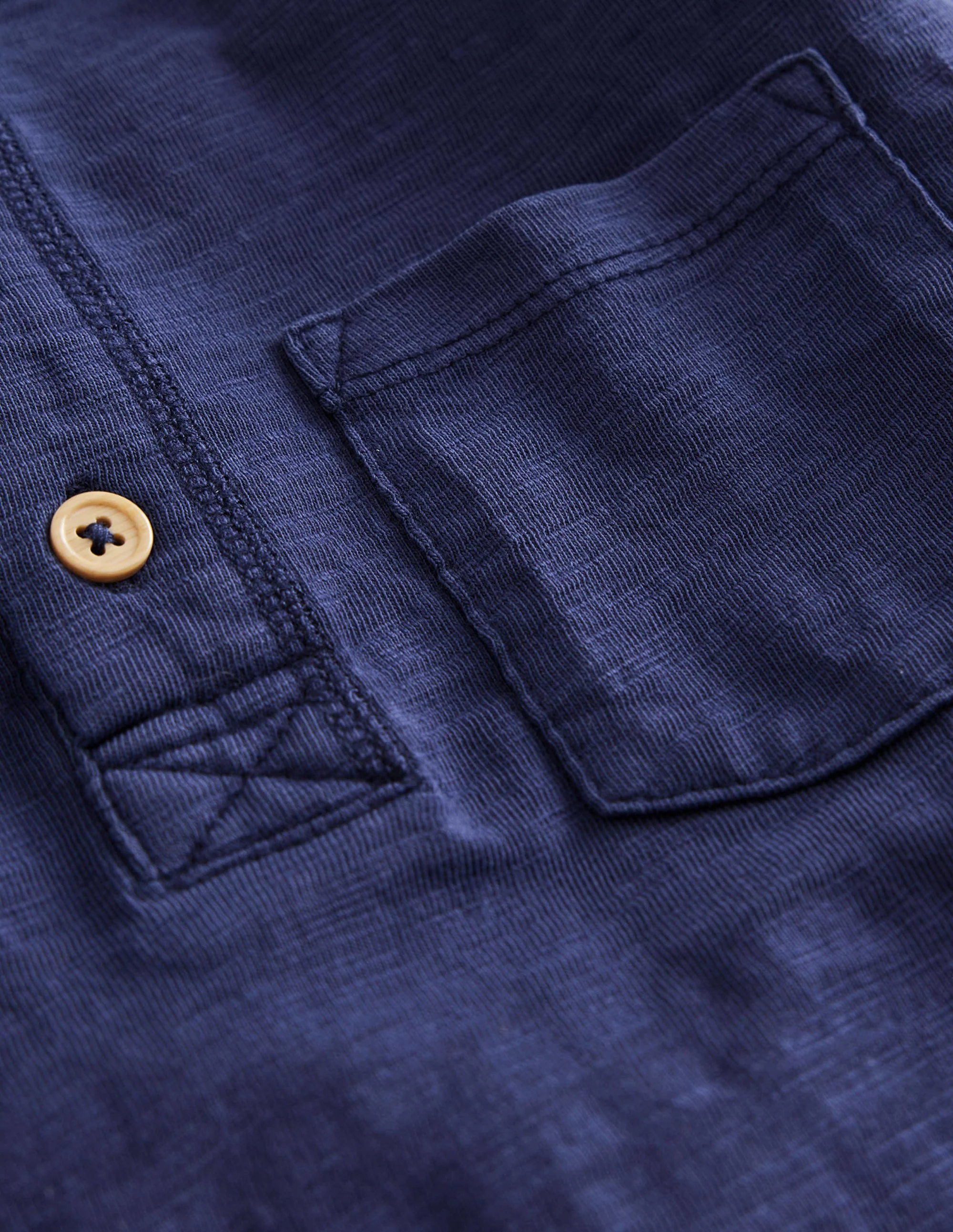 Long Sleeve Henley T-shirt-Navy - Image 3