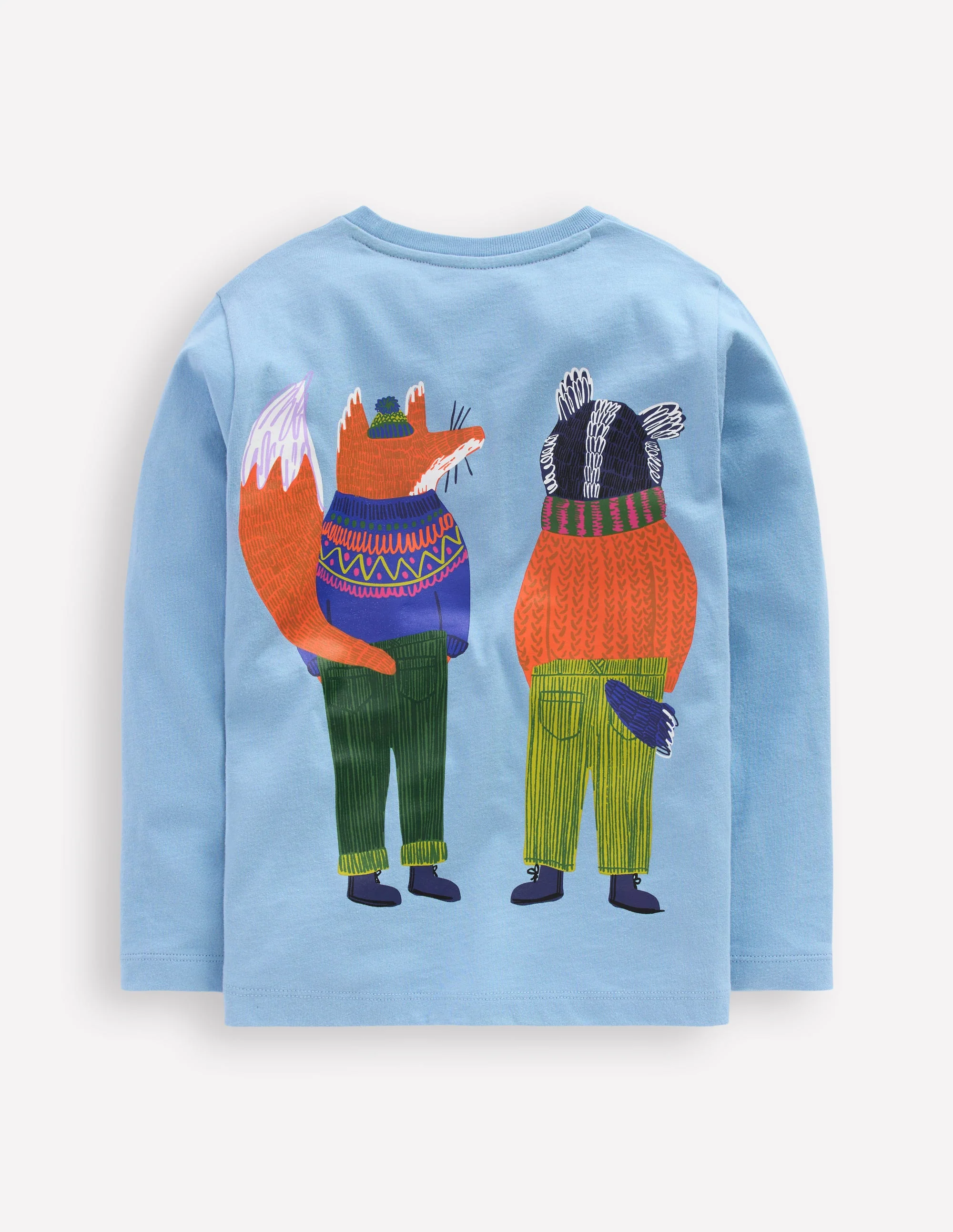 Long Sleeve Novelty T-shirt-Glacier Blue Foxes - Image 2