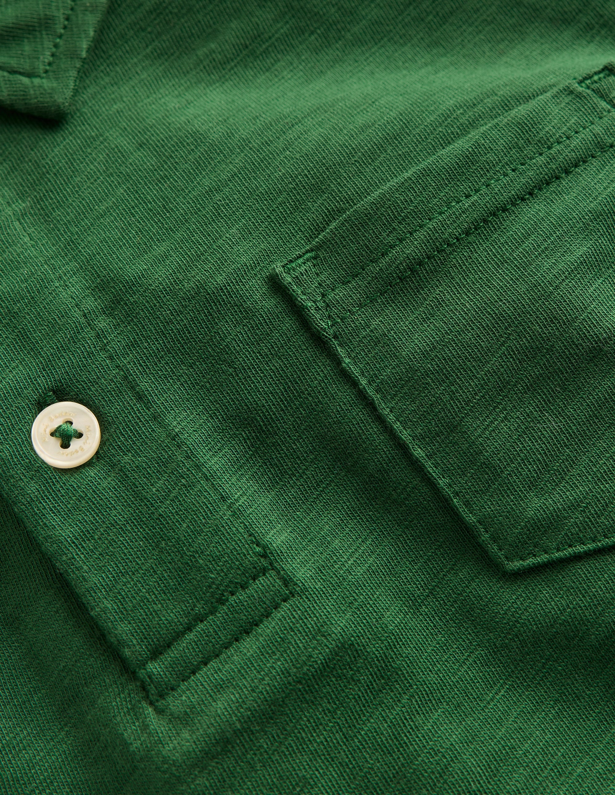 Long Sleeve Slub Polo-Pine Green - Image 3