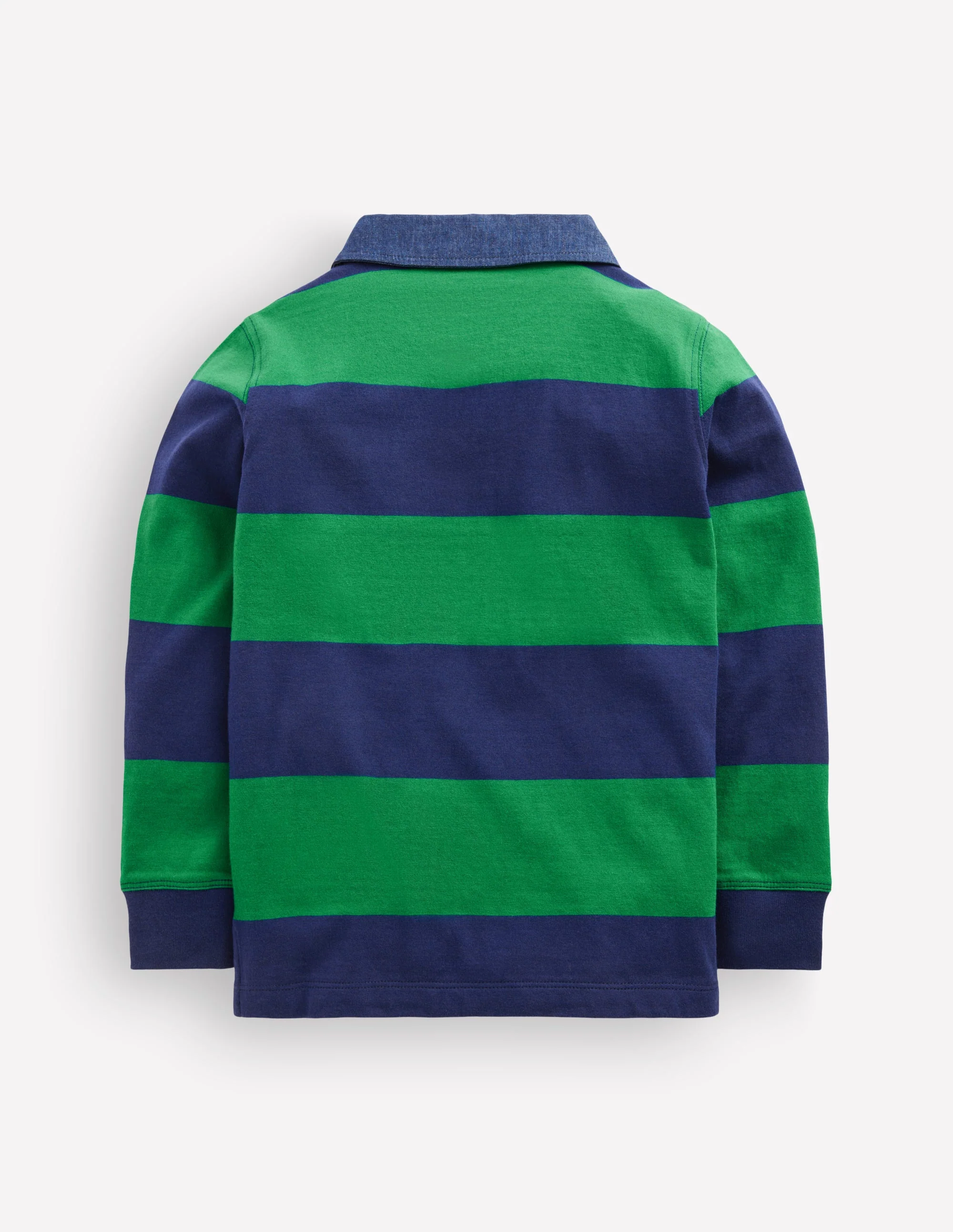 Long Sleeve Smart Polo Shirt-College Navy / Fresh Green - Image 2
