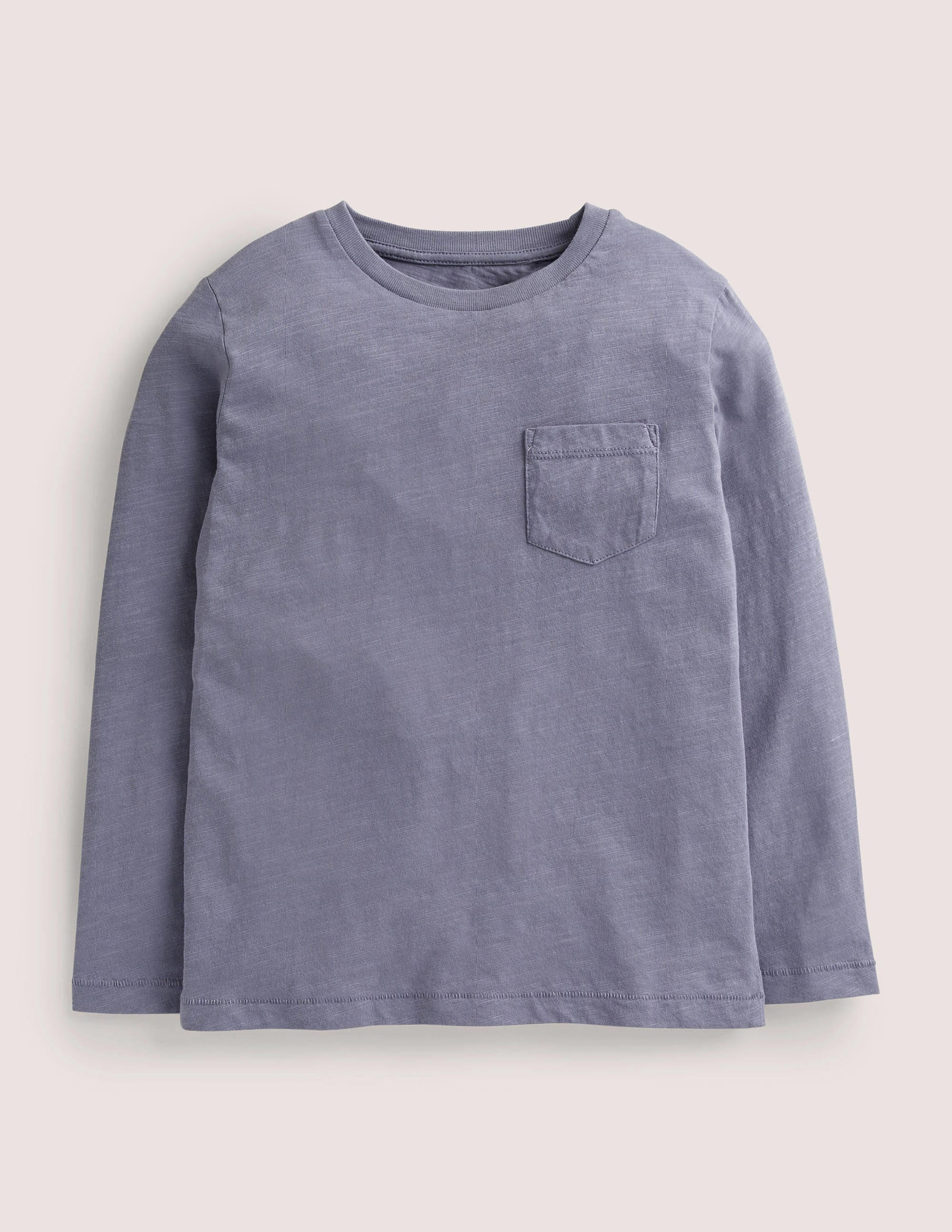 Long-sleeved Washed T-shirt-Blue