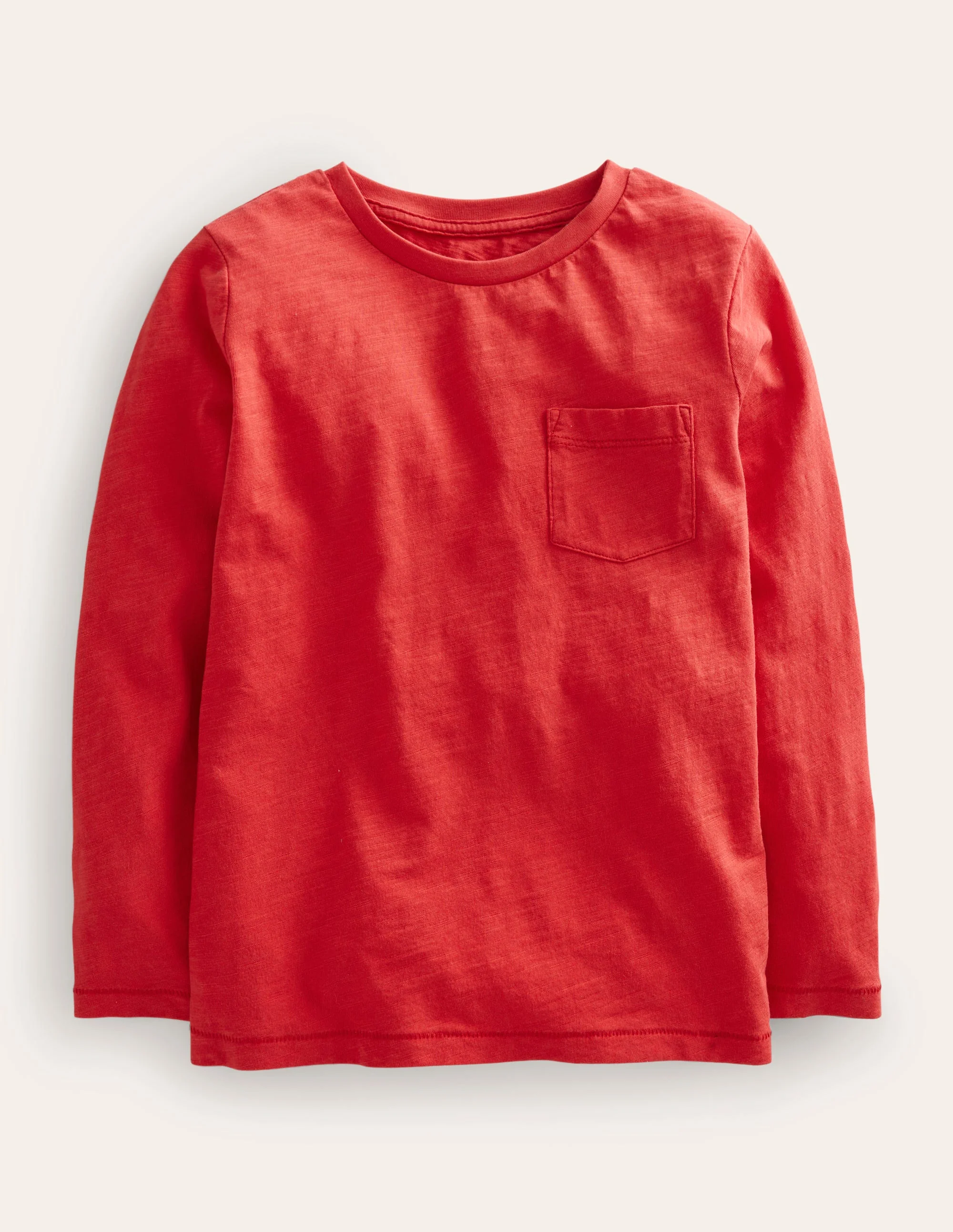 Long-sleeved Washed T-shirt-Rockabilly Red