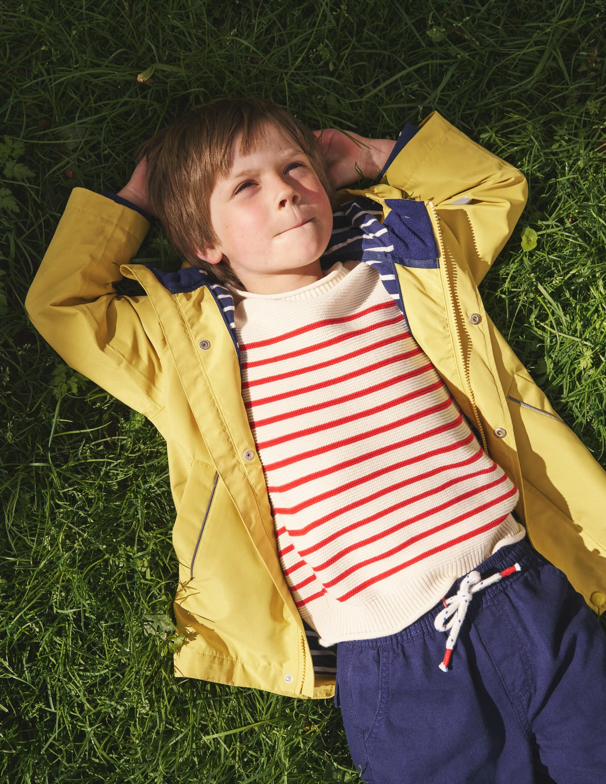 Nautical Stripe Sweater-Ecru Marl and Jam Red Stripe - Image 4