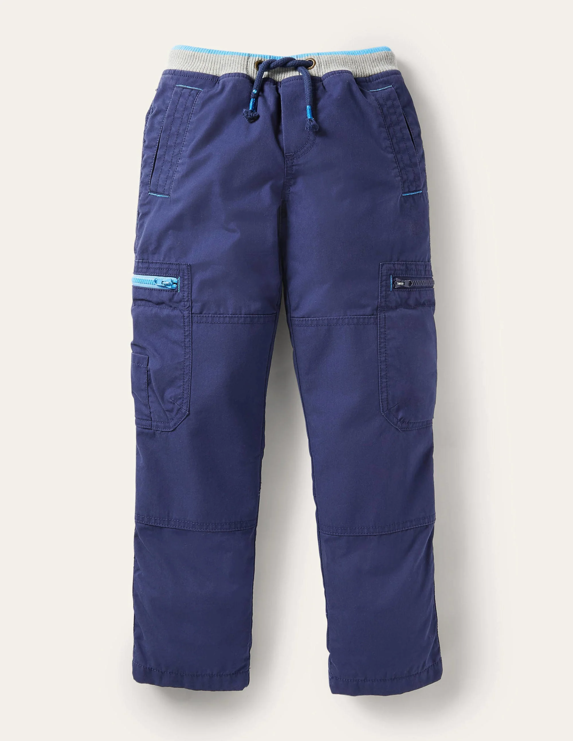 Navy Draw String Cargo Pants-College Navy