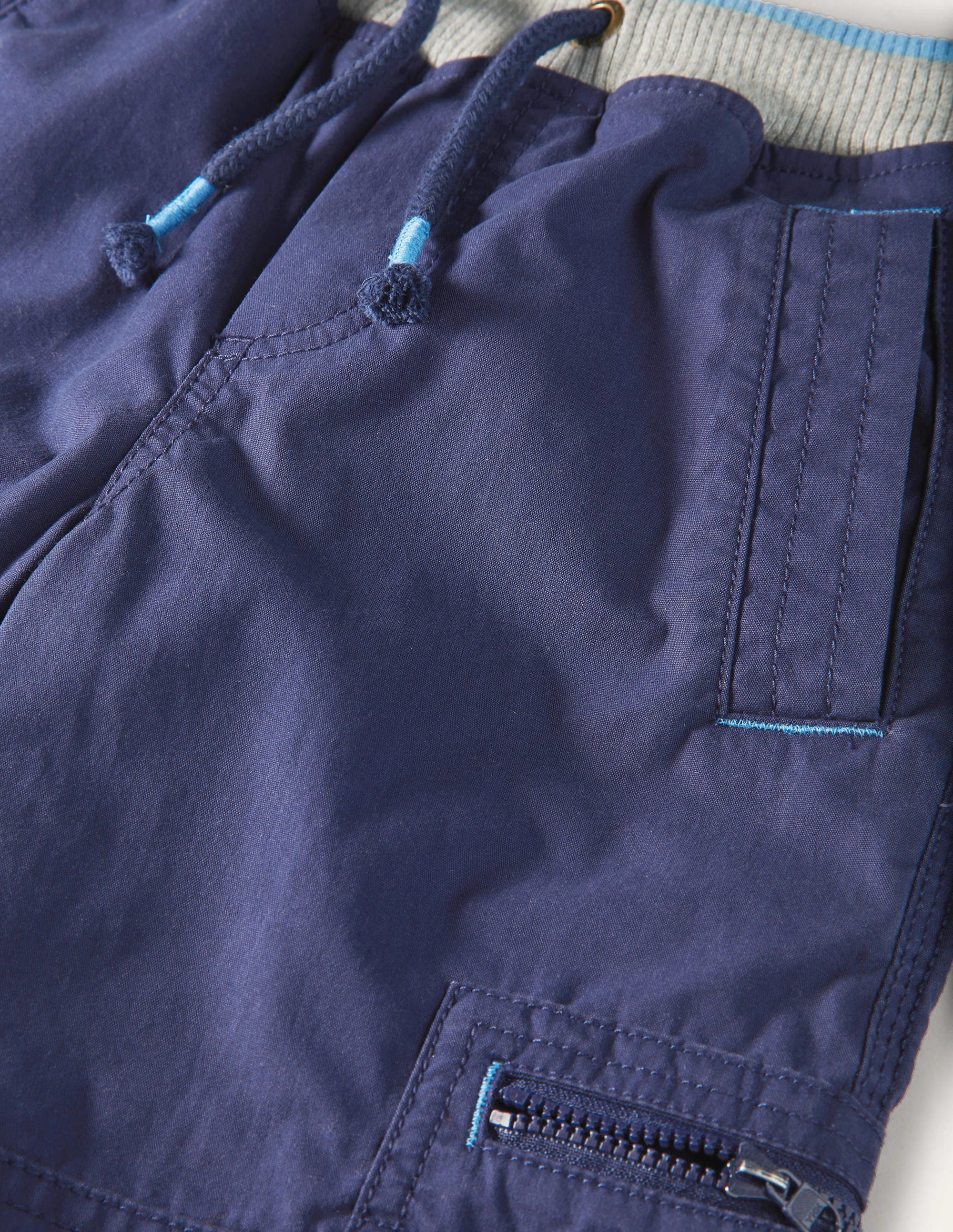 Navy Draw String Cargo Pants-College Navy - Image 3