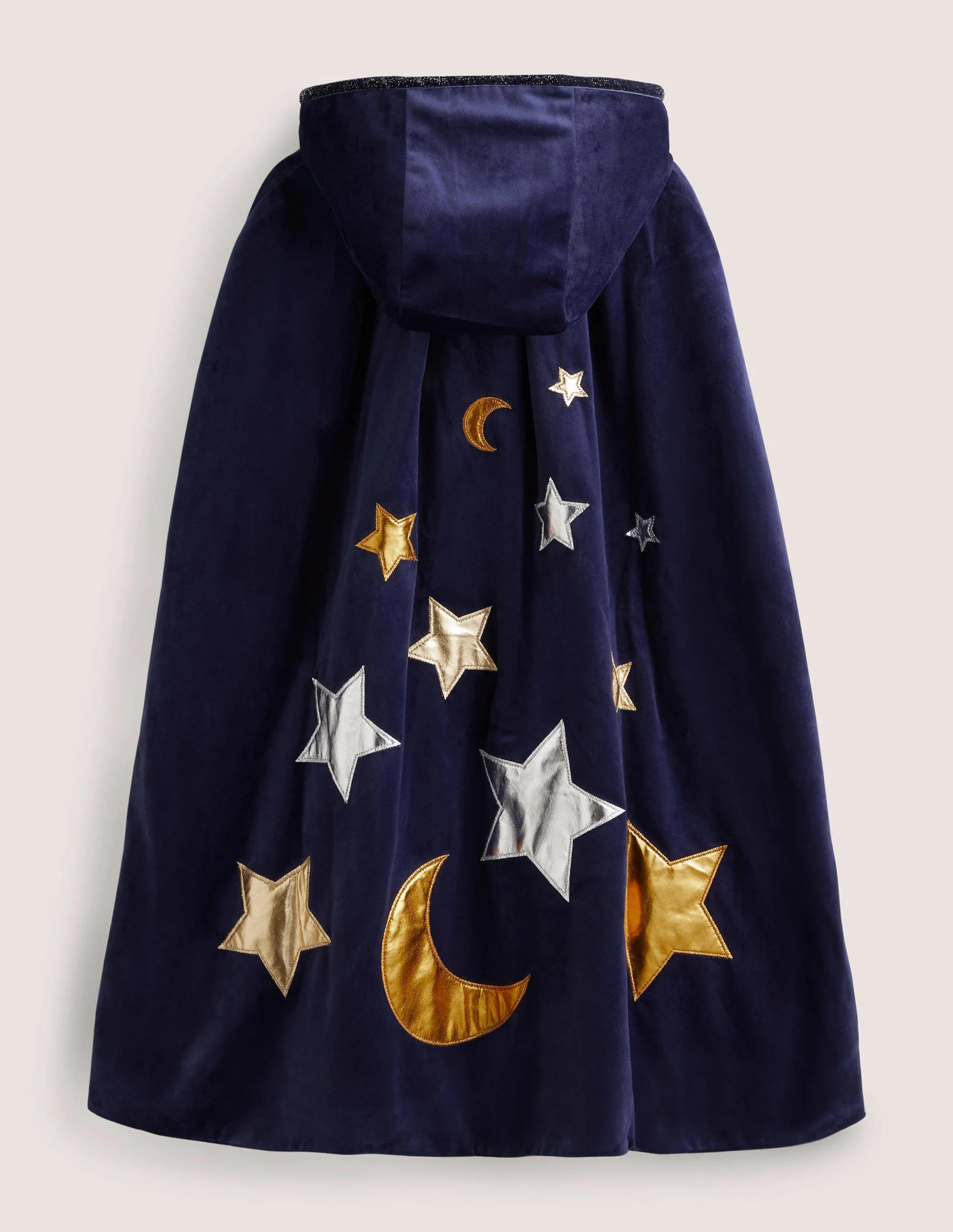 Navy Embroidered Stars Velvet Halloween Cape-College Navy - Image 2
