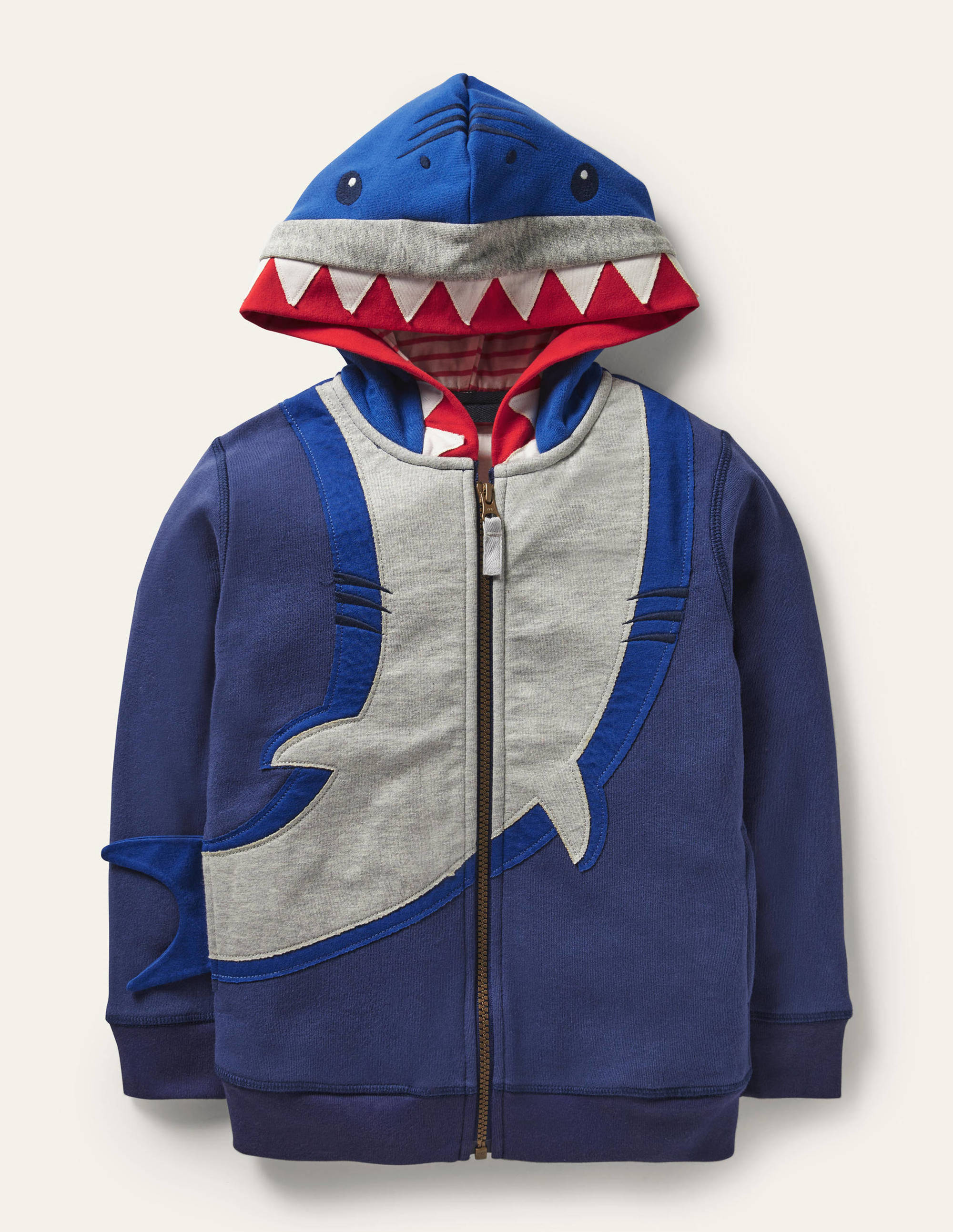 Navy Shark Zip-up Hoodie-College Navy Shark